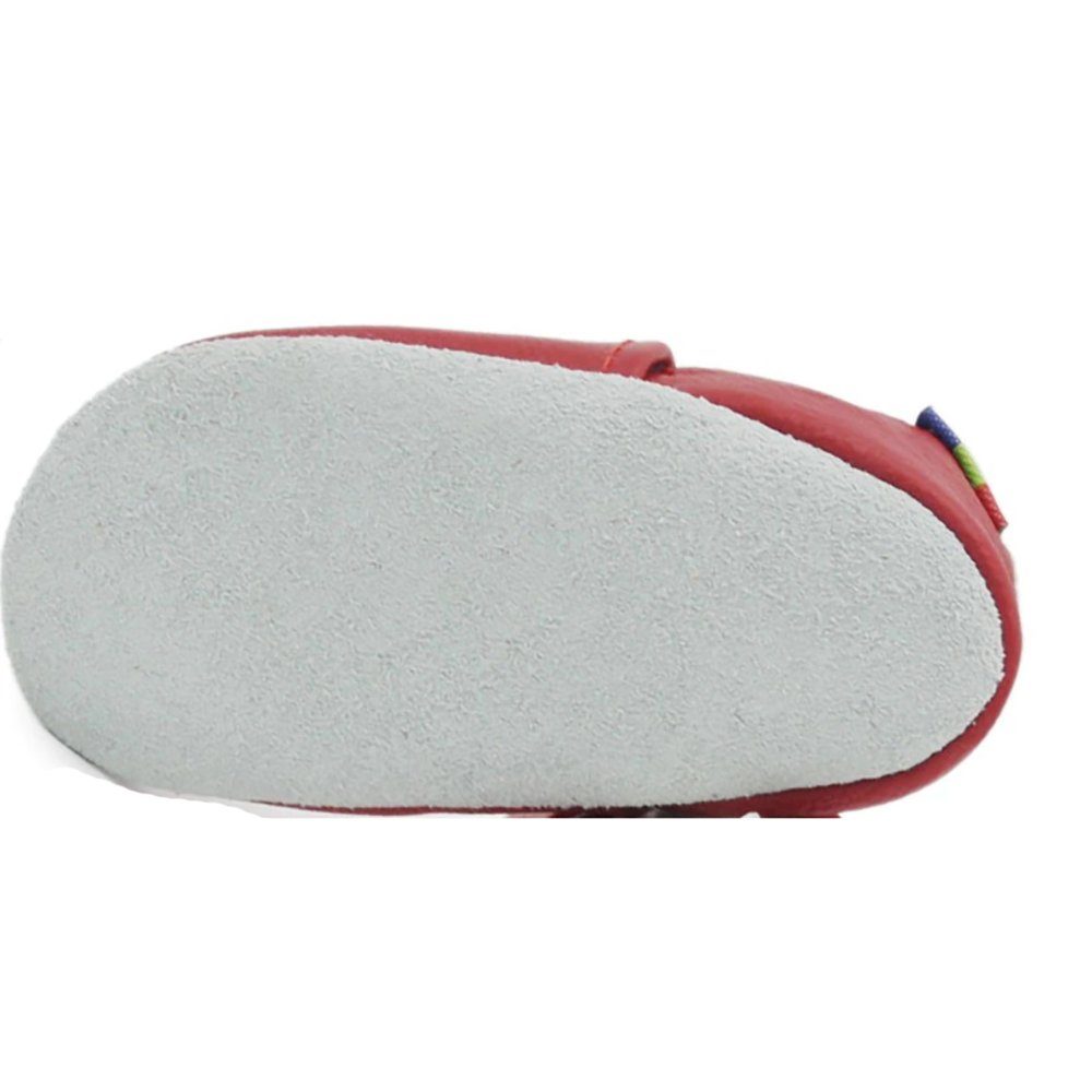 100% (0-6 flexibel Lauflernschuhe Pippolipo Leder, Krabbelschuh und Rutschfest Baby Monate, Hausschuhe Rot aus Lederpuschen 12cm)