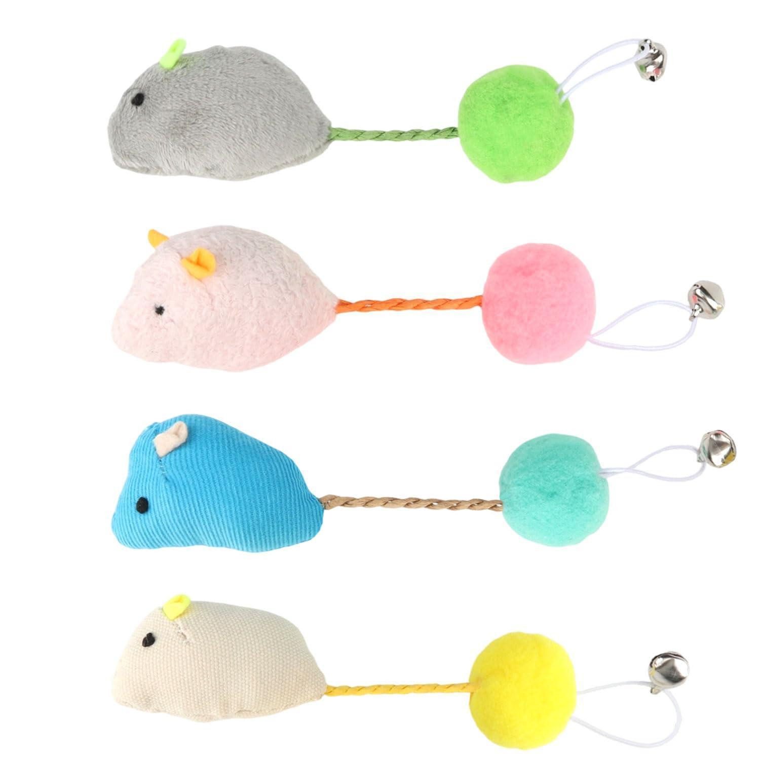 LuxusKollektion Plüschmäuse Katzenspielzeug Maus 4er Set mit Katzenminze & Glöckchen, Textil, (4-tlg)