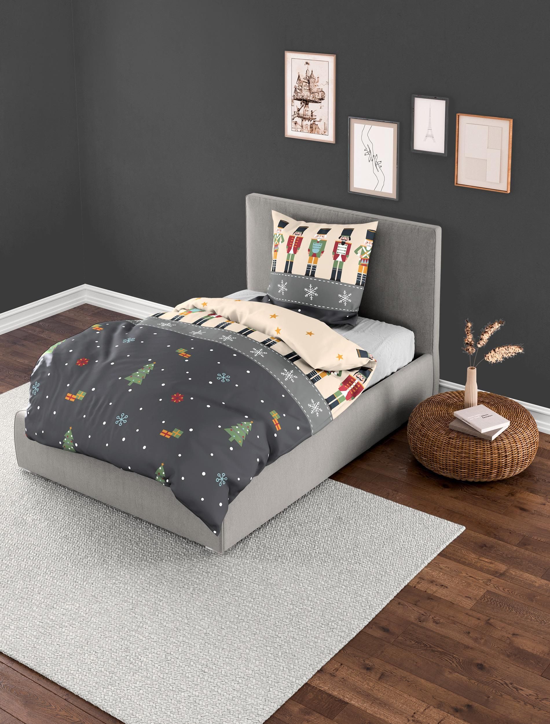 BIERBAUM Bettwäsche BIERBAUM Bettwäsche NUSSKNACKER Biber BL 135x200 cm gra günstig online kaufen