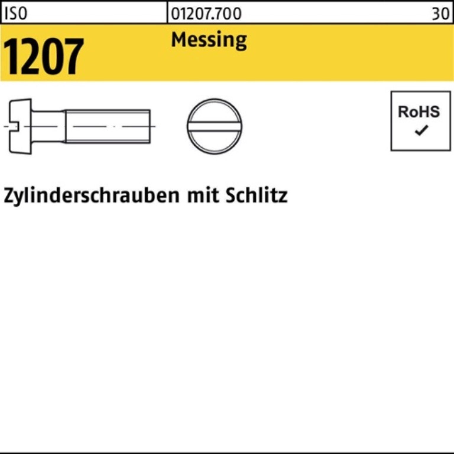 1207 Pack Zylinderschraube Schlitz Stü 10 Messing M5x ISO 1000 1000er Reyher Zylinderschraube