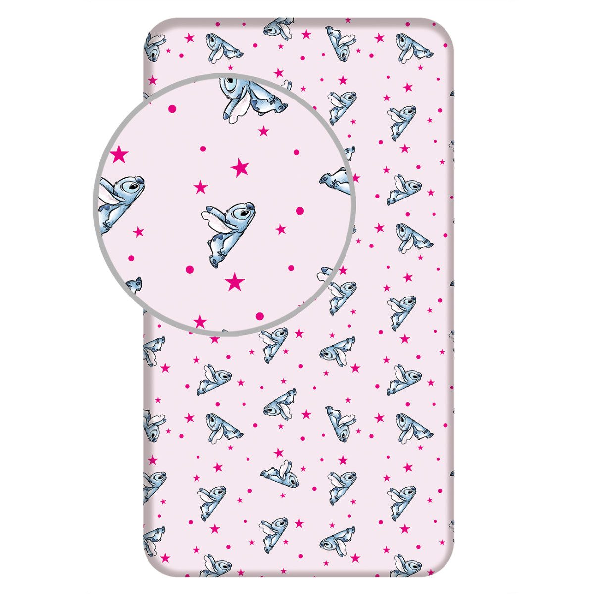 Lilo & Stitch Spannbettlaken Bettlaken 90 × 200 cm Spannbetttuch Baumwolle mit elastischen Ecken, Baumwolle