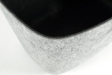 Kobolo Einkaufskorb Filzkorb grau/schwarz mit klappbaren Aluhenkeln, 11.0 l
