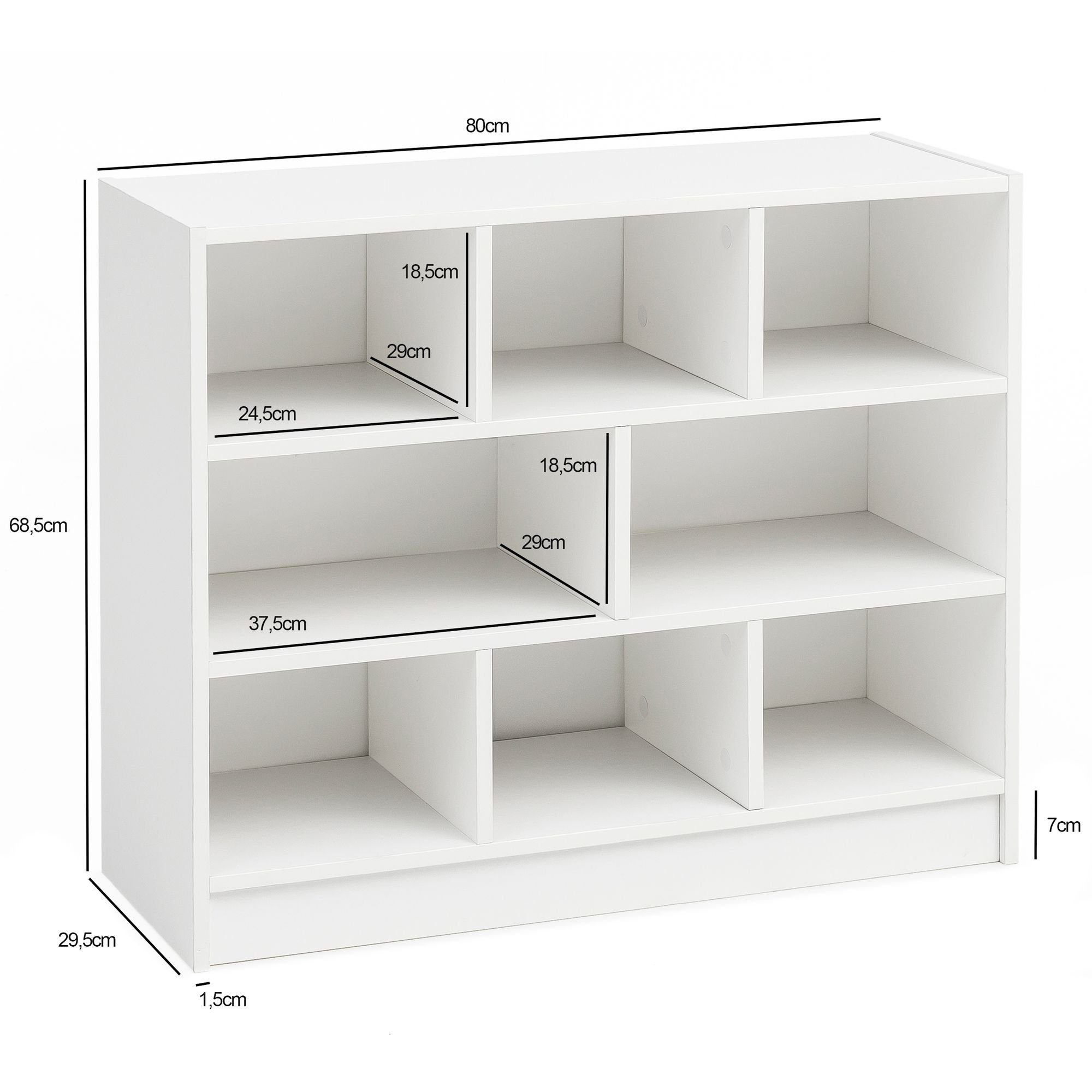möbelando Bücherregal Bücherregal WL5.819 Weiß 80x68,5x29,5 cm Regal Standregal Modern, 30 x 69 x 80 cm (B/H/L)