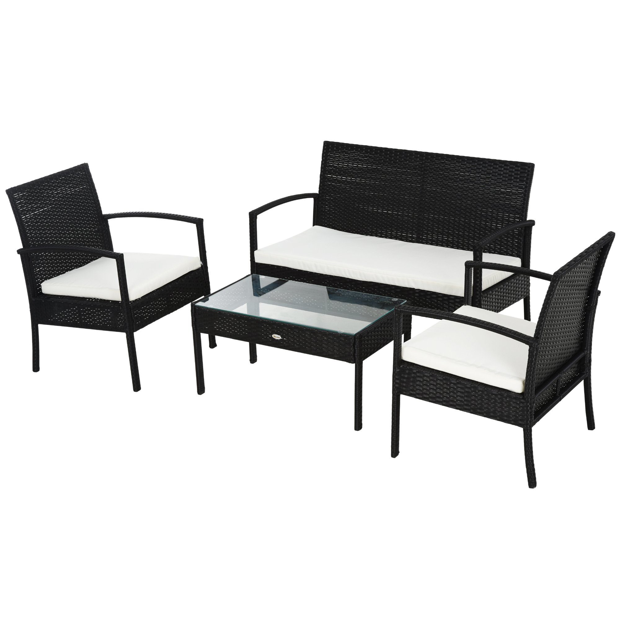 Outsunny Sitzgruppe Polyrattan Sitzgruppe als 7-teiliges Set