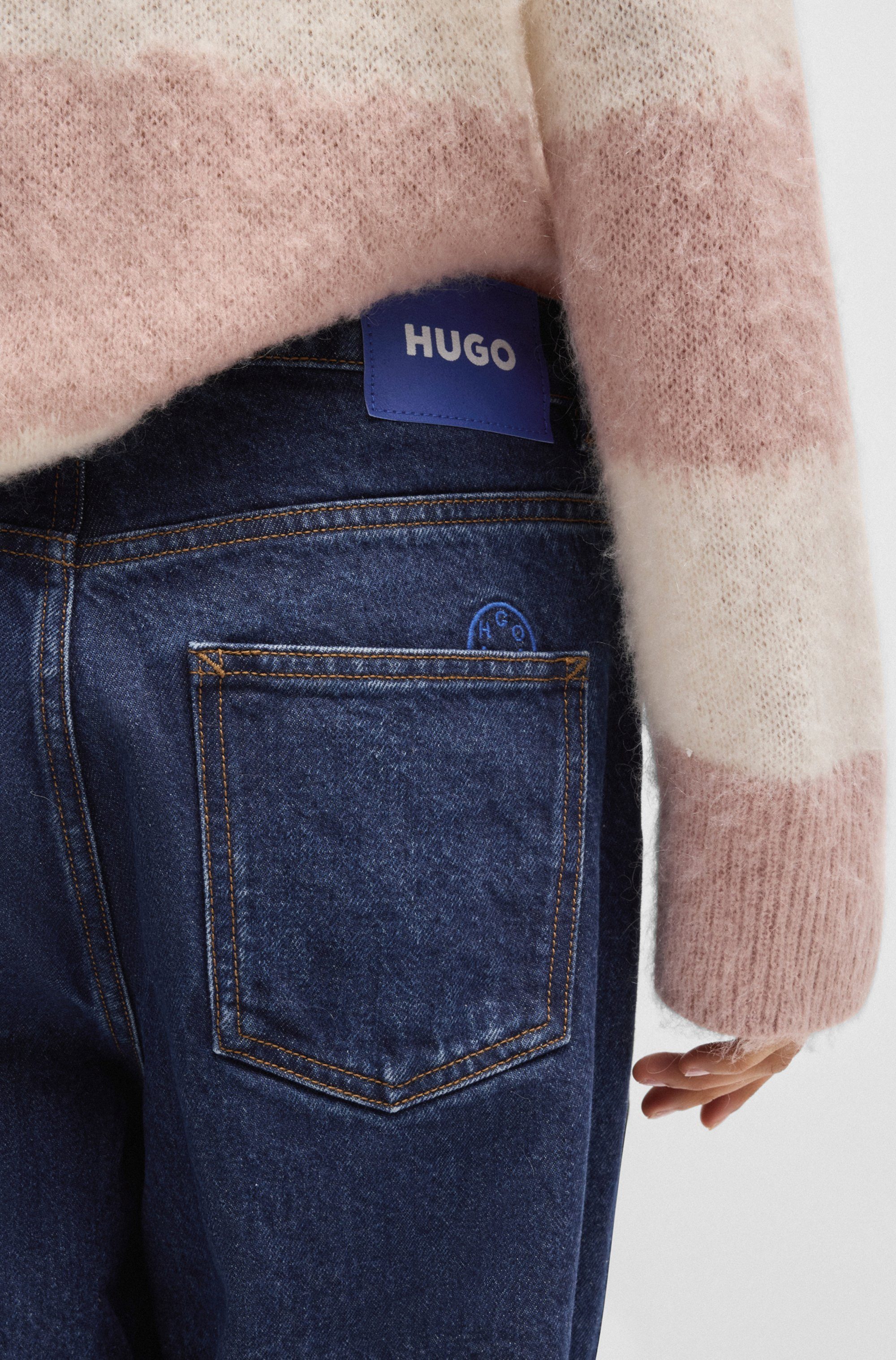 HUGO Blue Relax-fit-Jeans Leni mit charakteristischer Stickerei