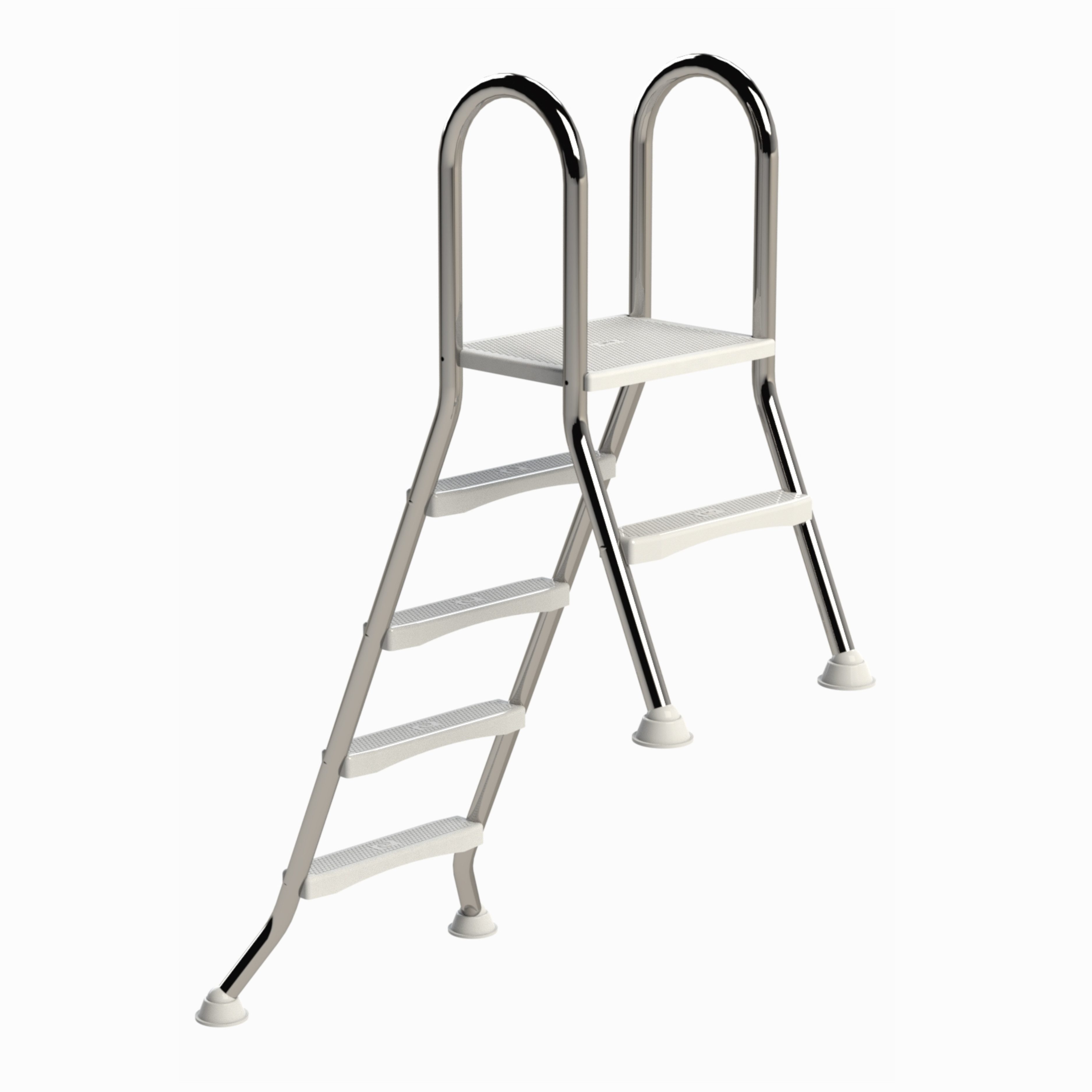 HAF Poolleiter Ideal Hochbeckenleiter 4+1 Stufen 1,2m/0,4m V2A Edelstahl Poolleiter (Plattform mit 120 kg belastbar, Aus hochwertigem V2A Edelstahl), Stabile Schwimmbadleiter für Aufstellpool