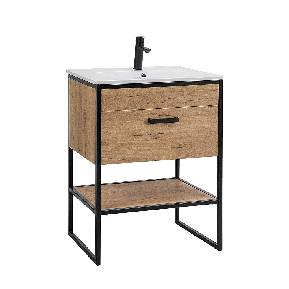 Lomadox Waschtisch MANHATTAN-56, Gold Craft Oak günstig online kaufen