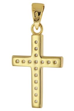 trendor Kette mit Anhänger Kreuz-Anhänger für Gold 585 + vergoldete Silberkette