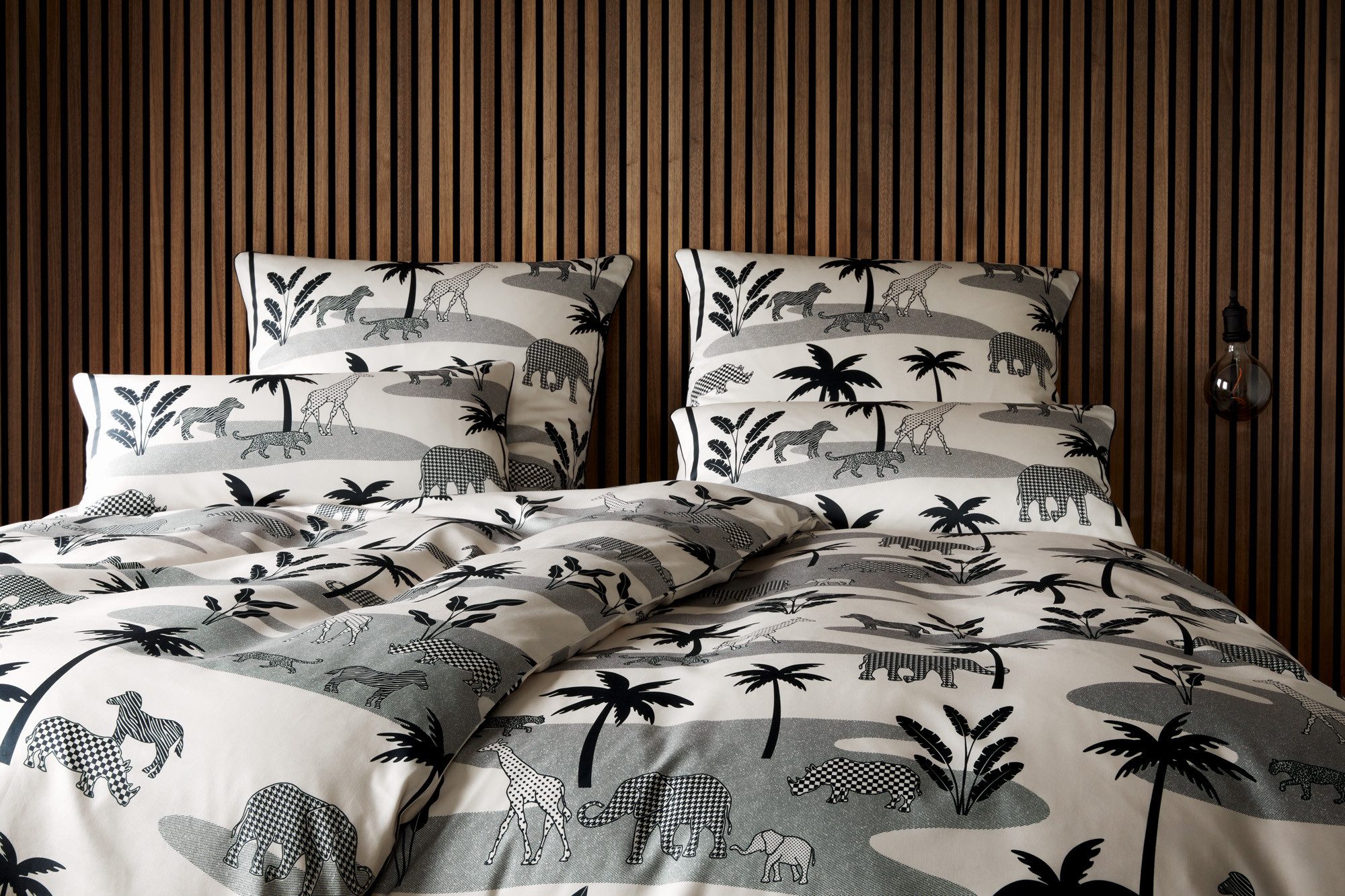 Elegante Bettwäsche Jungle Graphic, Mako-Satin, 2 teilig, angenehmes Hautgefühl