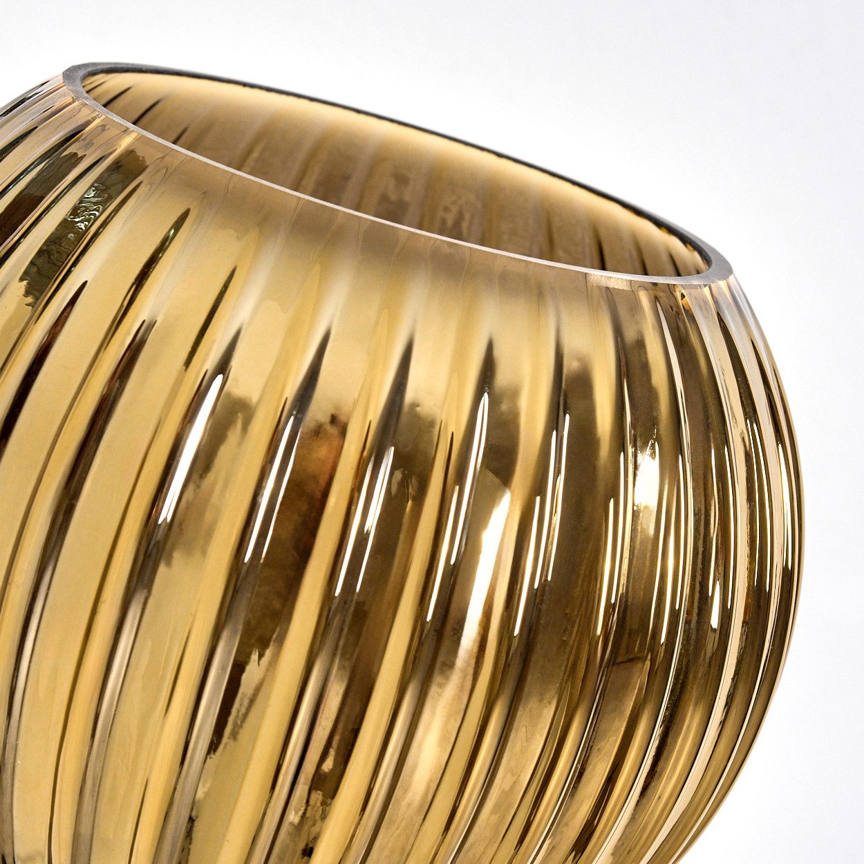 hofstein Stehlampe Stehlampe aus Metall/Riffelglas in Schwarz/Grün/Blau/Goldfarben, Stehleuchte Retro/Vintage, Ø Schirme 15 cm, Fußschalter, 170 cm, E14