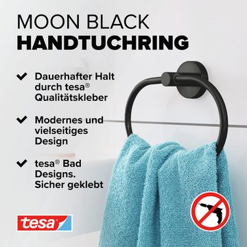 tesa Handtuchhalter 1 x MOON BLACK Handtuchring, schwarz matt - 5,3 cm : 18,4 cm : 13 cm