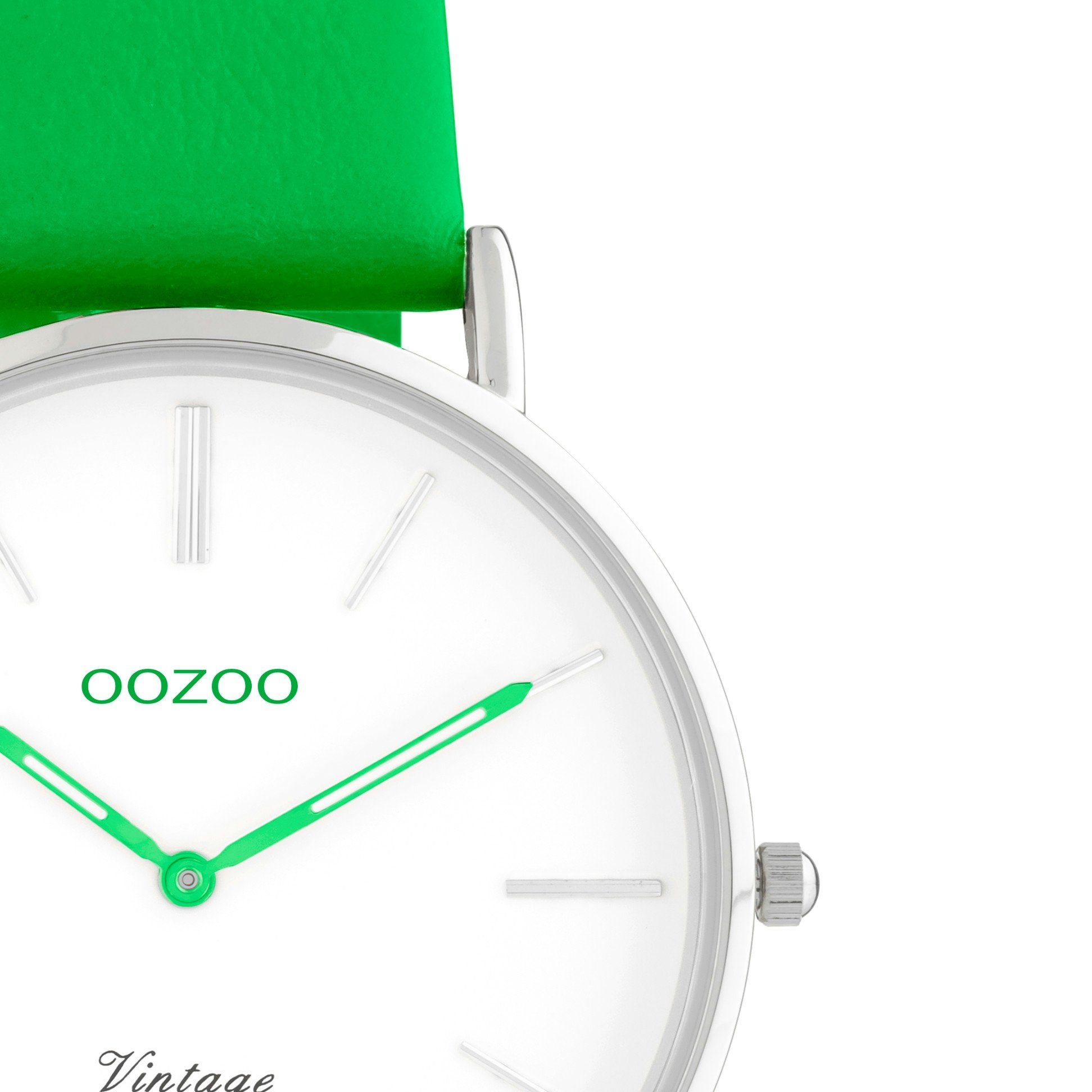 OOZOO Quarzuhr Vintage Damenuhr C20284 Lederband Grün 36 mm