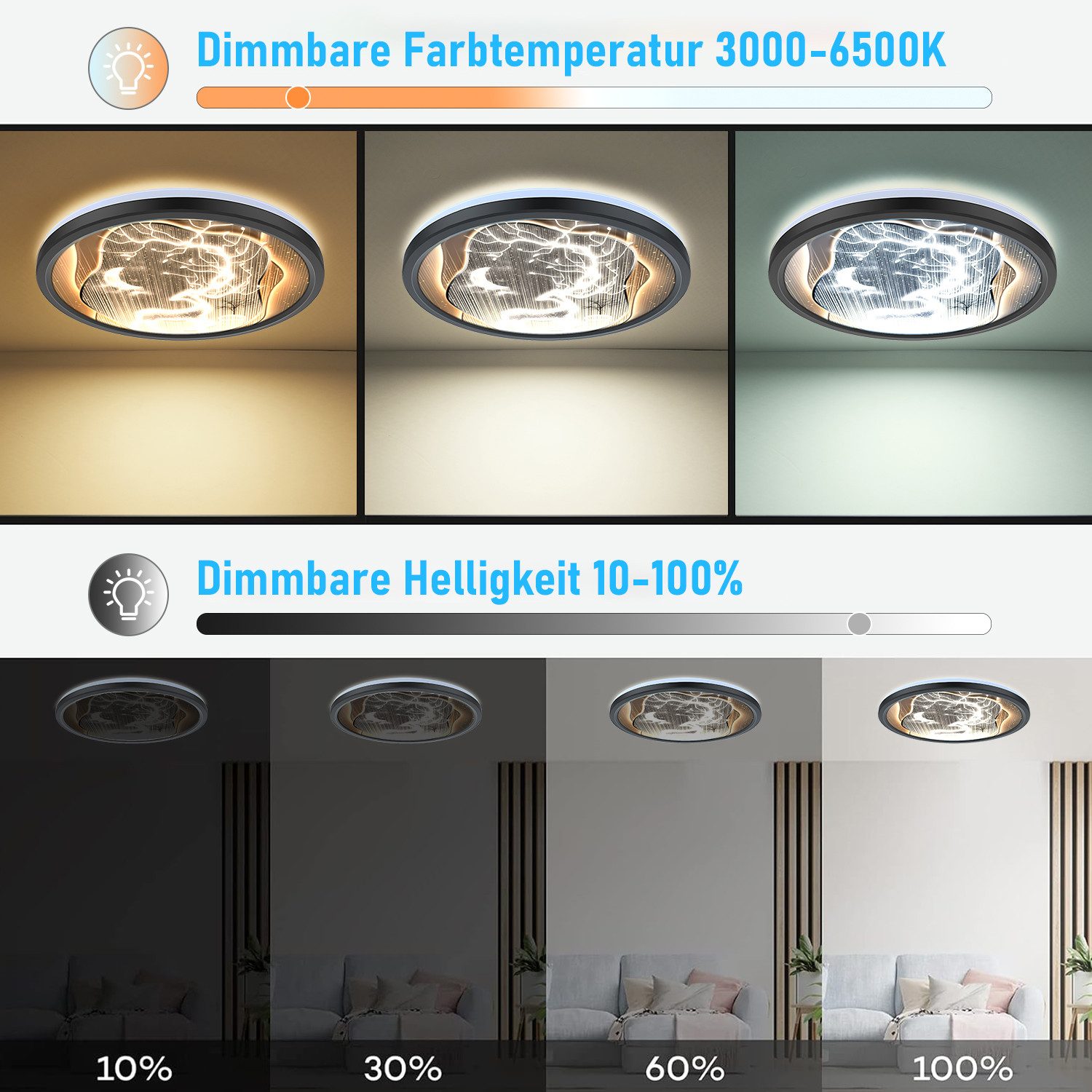 BRAIDOL Deckenleuchten Led Deckenlampe Ultra Dünn Rund Lampen Ø29cm, Dimmba günstig online kaufen