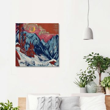 Posterlounge Holzbild Ernst Ludwig Kirchner, Wintermondnacht, Schlafzimmer Malerei