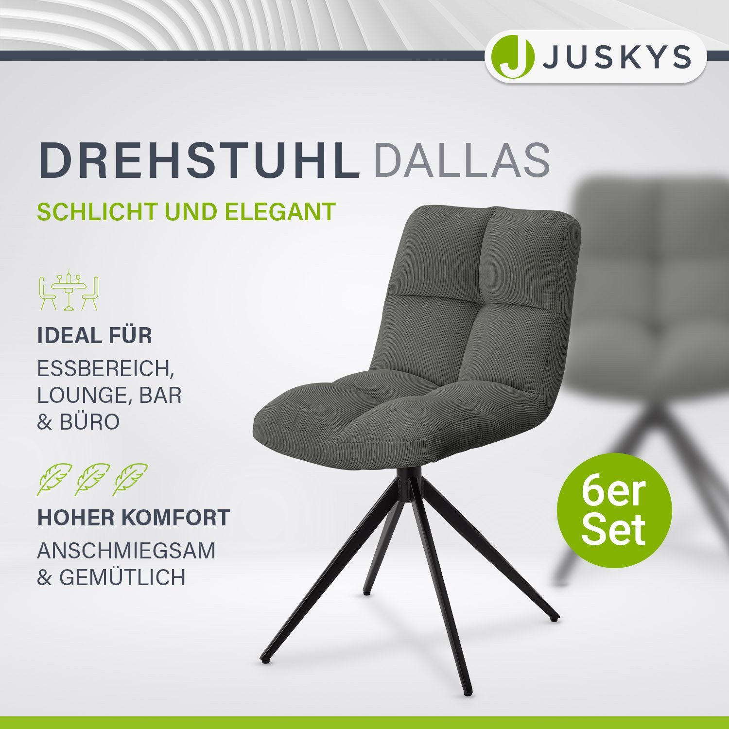 Juskys Esszimmerstuhl Dallas (6 St), 6er günstig online kaufen