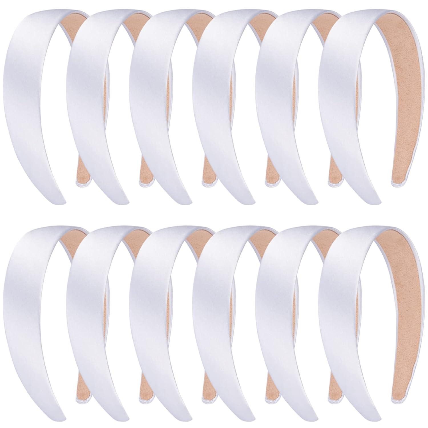 Haarreif 12er Set Satin Stirnbänder Weiß für Damen und Mädchen