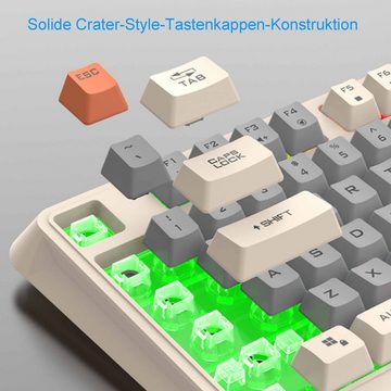 KINSI Tastatur, mechanische Tastatur,Dreifach-Patchwork-Tastatur Tastatur