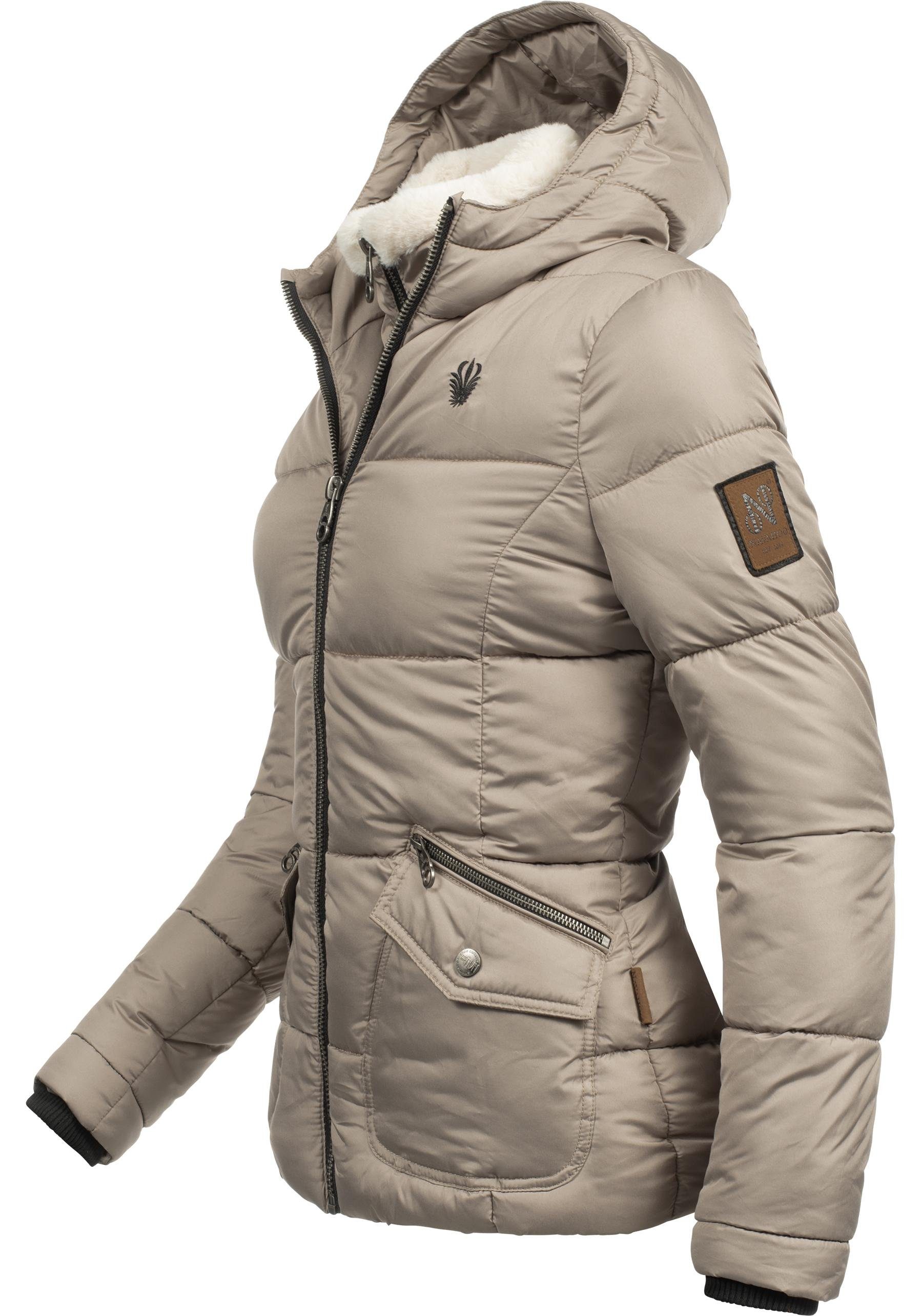 Navahoo Winterjacke Megan stylische Damen Steppjacke mit Teddyfutter