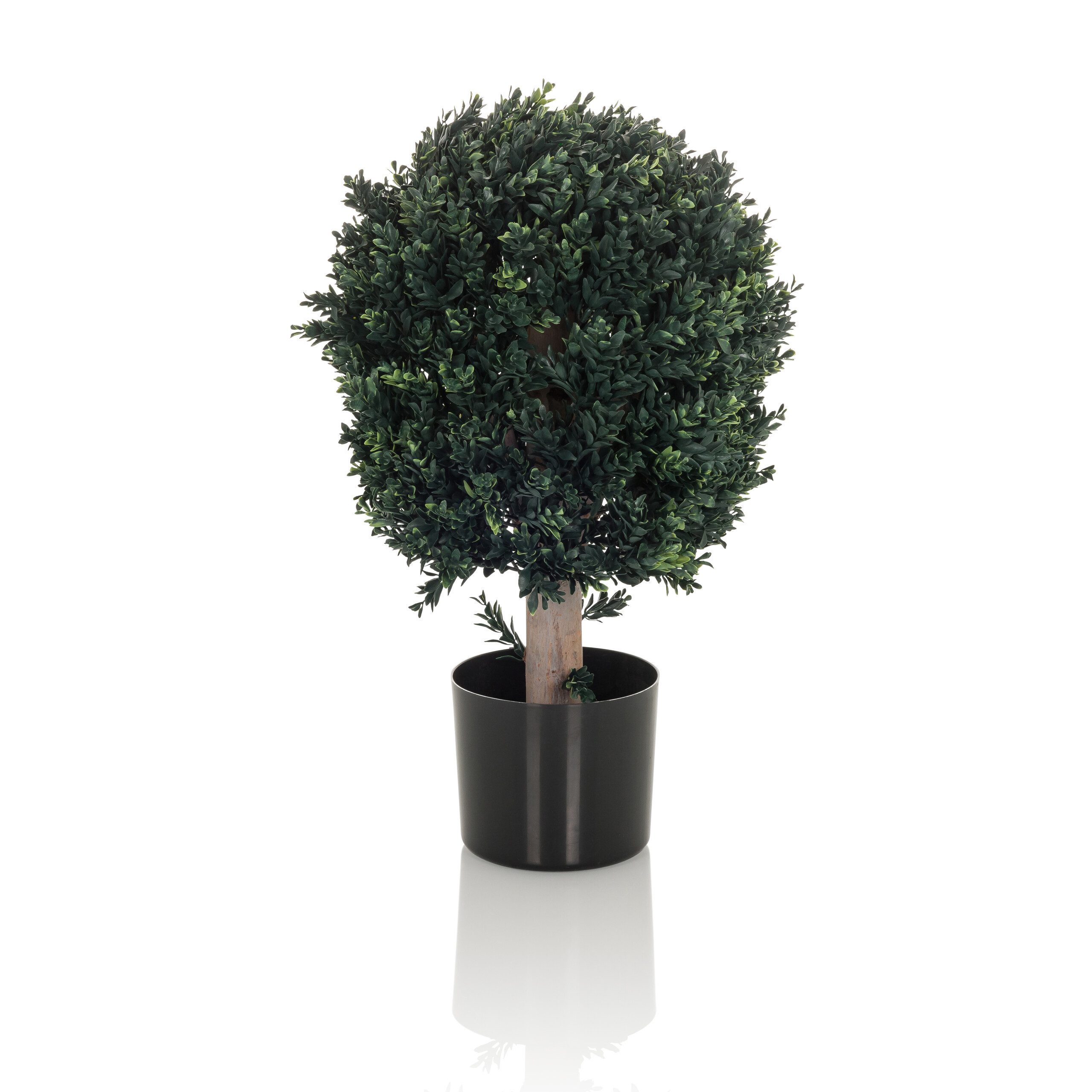 Kunstpflanze Kunstpflanze BUXUS Kunststoff Buchsbaum, hjh OFFICE, Höhe 65.0 cm, Künstliche Pflanze Buchsbaum mit UV-Schutz, Buchs im Kunststoff-Topf
