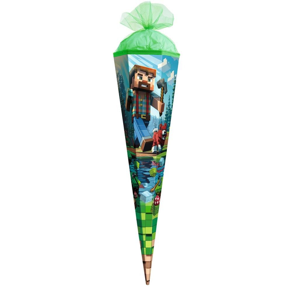 Roth Schultüte Block Game, 50 cm eckig, Tüllverschluss