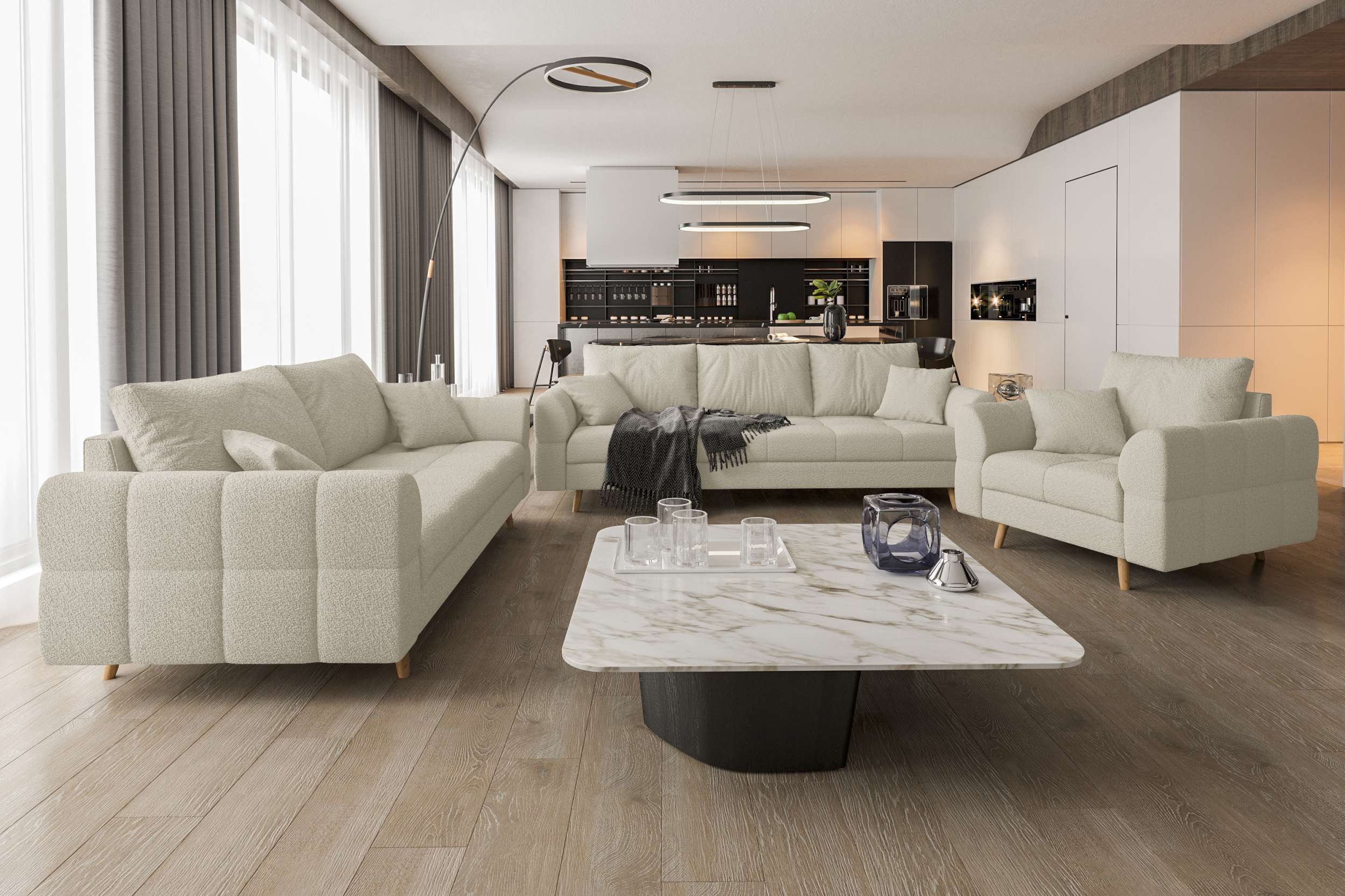 99rooms Polstergarnitur Bello, (Couchgarnitur, Set (3-tlg), günstig online kaufen