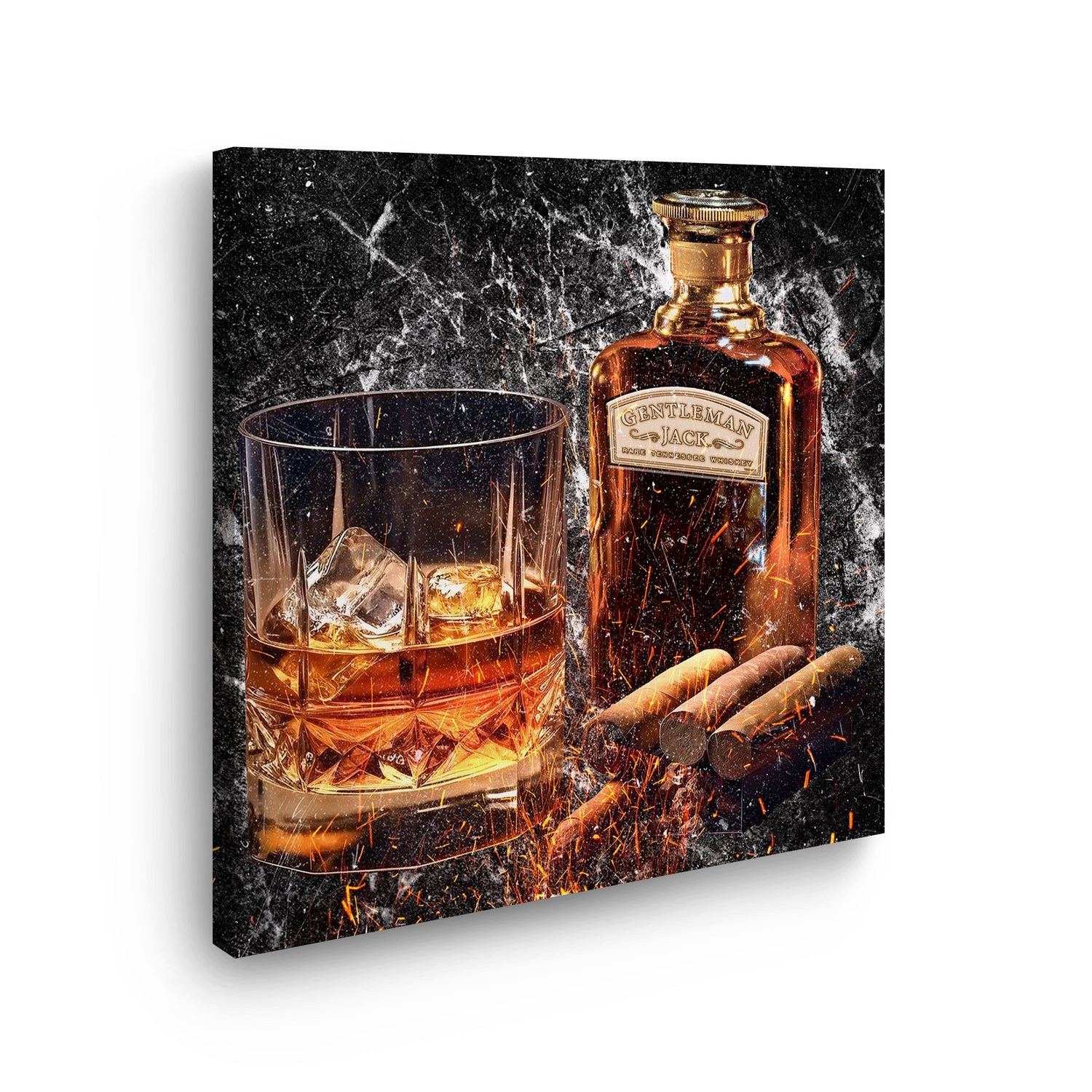 Leinwandbild Glas Whiskey abstrakt Jack Leinwandbild Wandbild Kunstdruck XL Wanddek