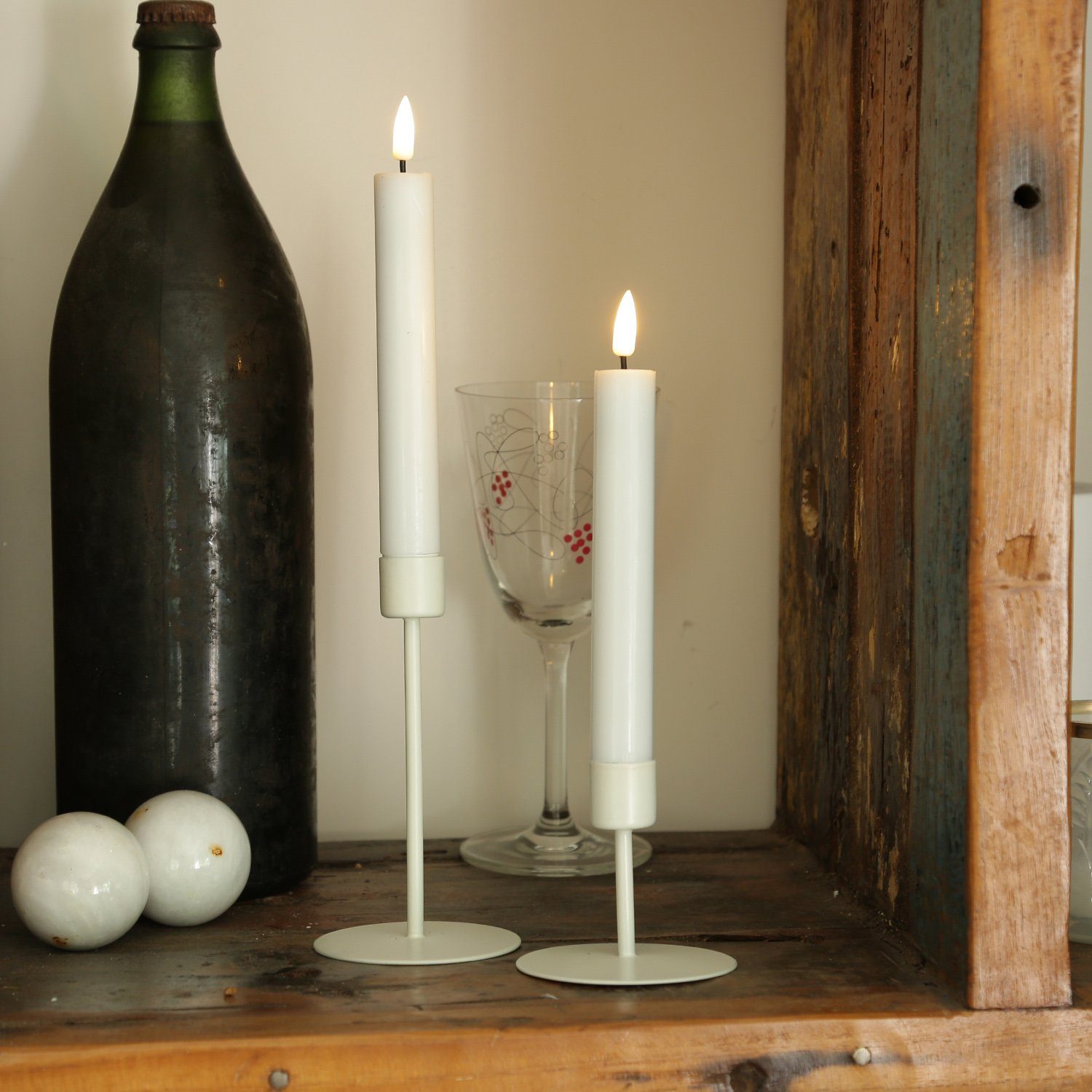 MARELIDA Kerzenhalter Stabkerzenhalter Kerzenständer Tafelkerzenhalter H: 14cm weiß (1 St)