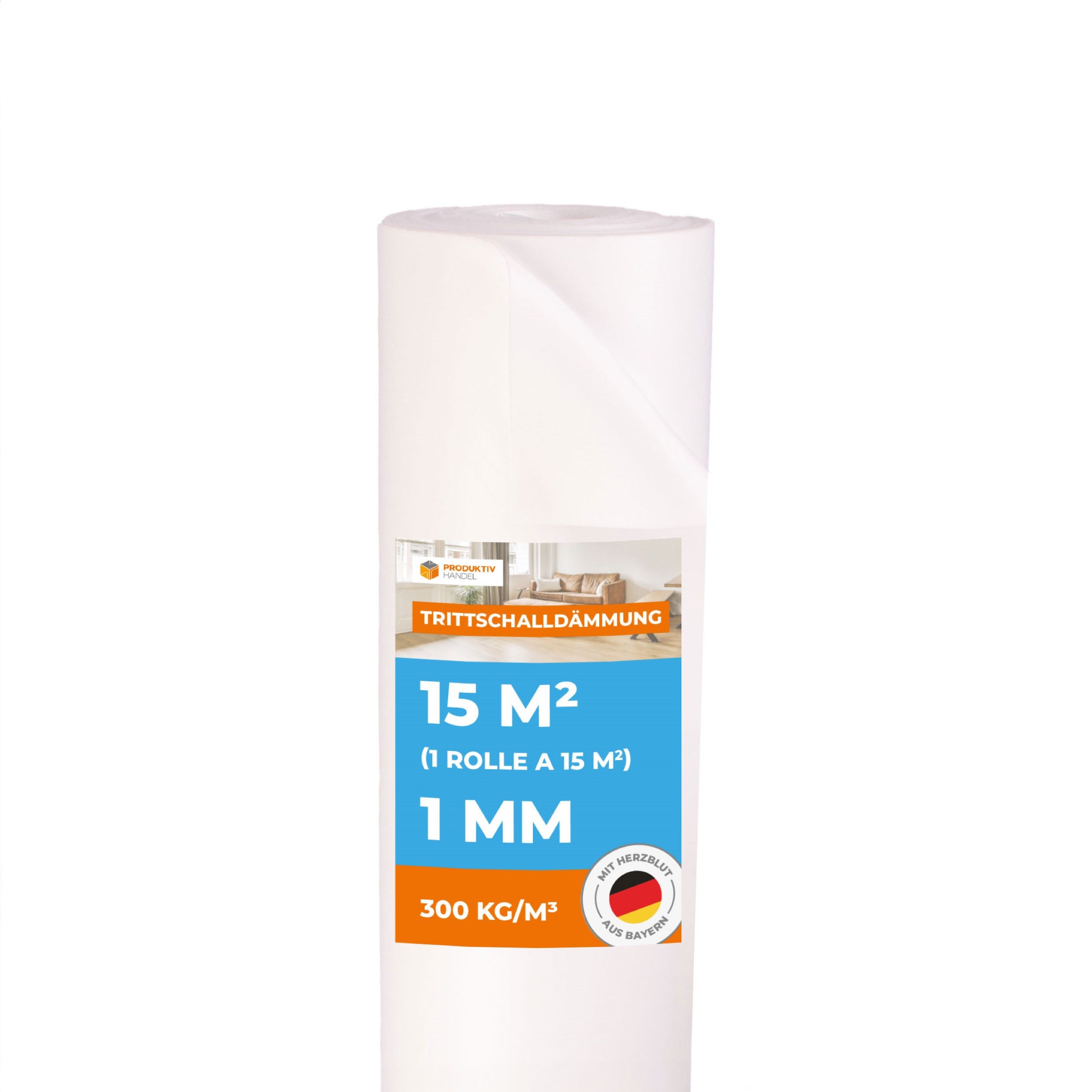 Produktiv Handel Trittschalldämmfolie Trittschalldämmung Vinyl 1 mm, 1 mm Stärke, für Vinyl, (15 m², 1 Rolle á 15 m), für Fußbodenheizung geeignet