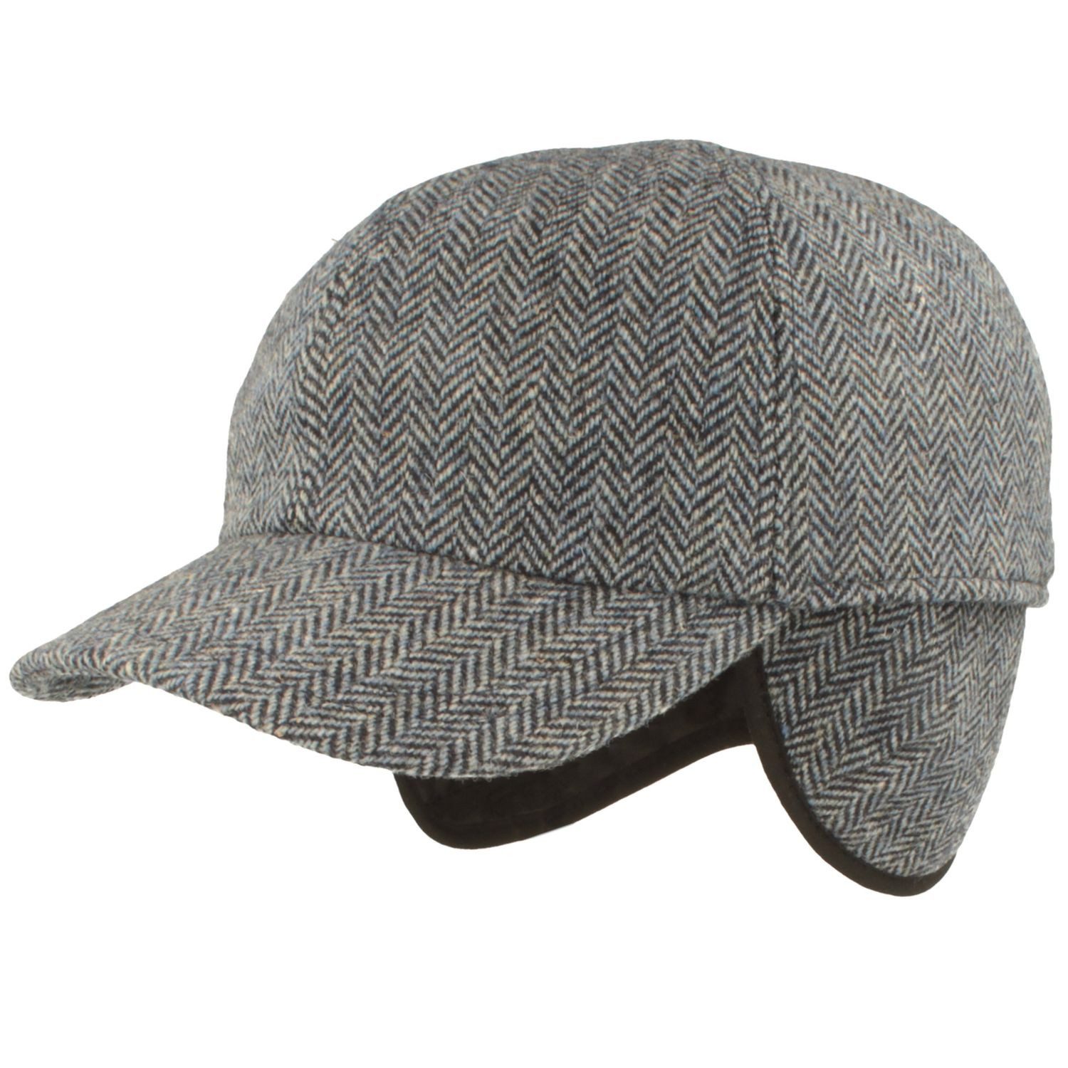 Breiter Baseball Cap mit Fischgrätmuster und Ohrenschutz günstig online kaufen
