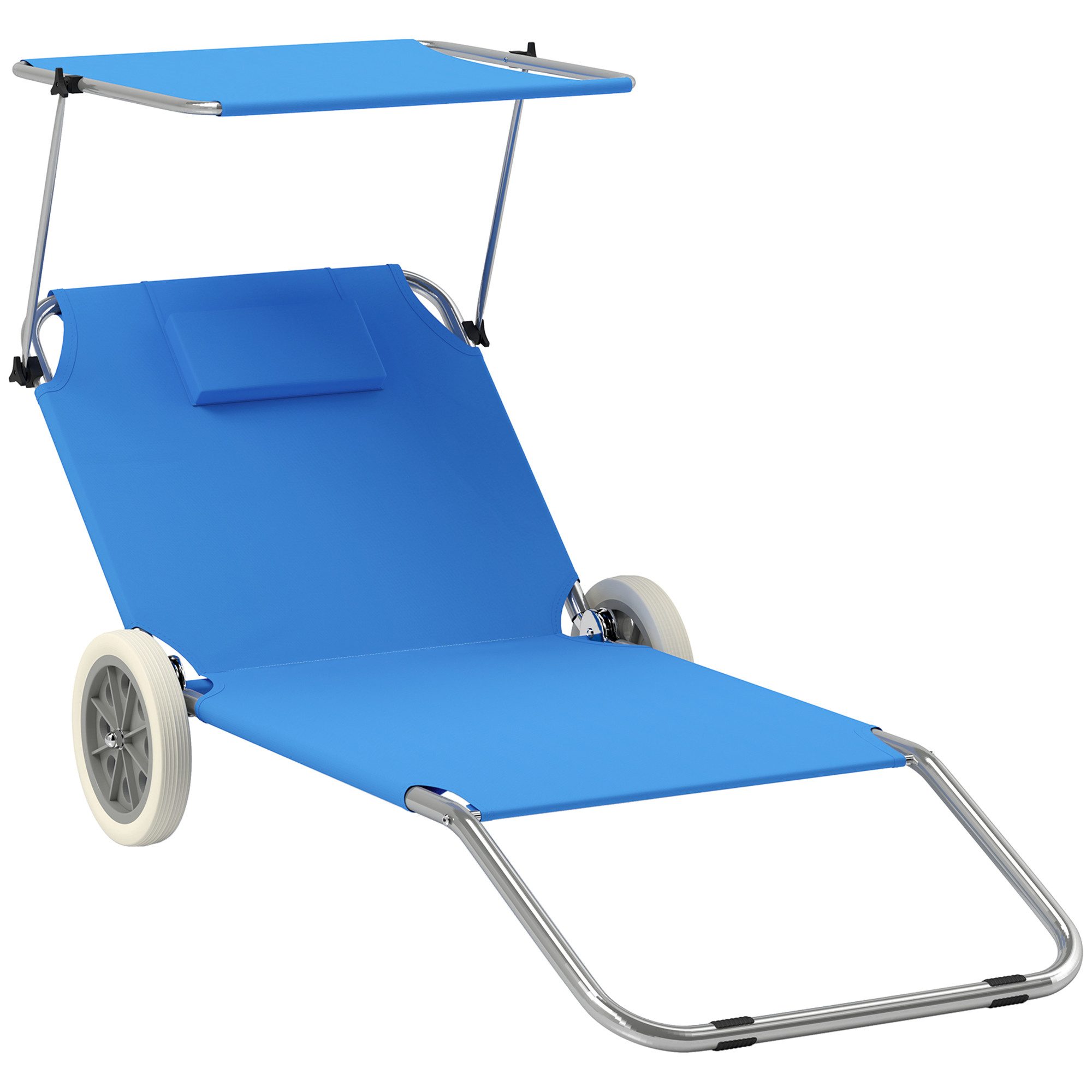 Outsunny Gartenliege mit Kopfkissen, Dach, Rolle, günstig online kaufen