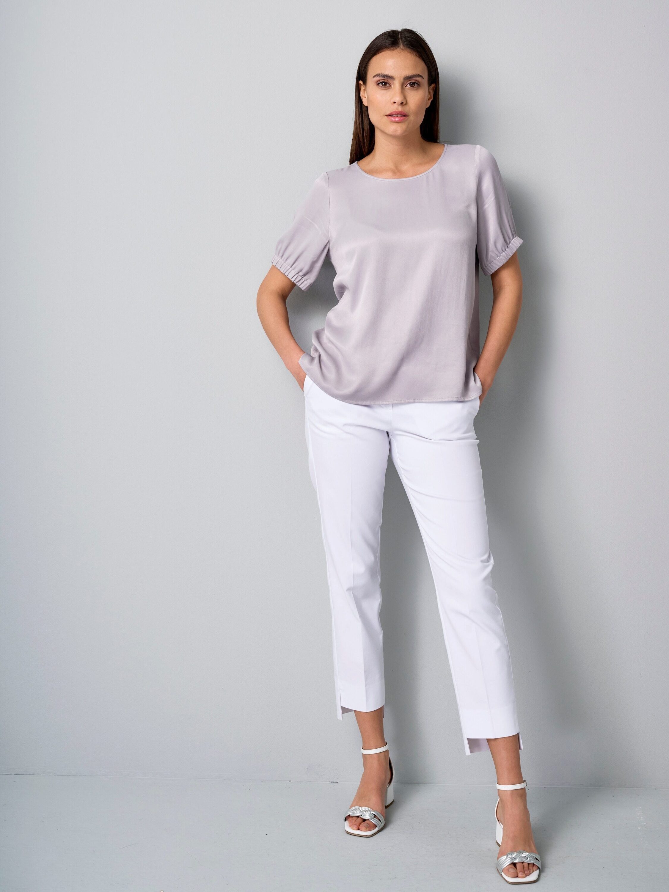 Alba Moda Strickpullover Pullover mit metallischem Garn