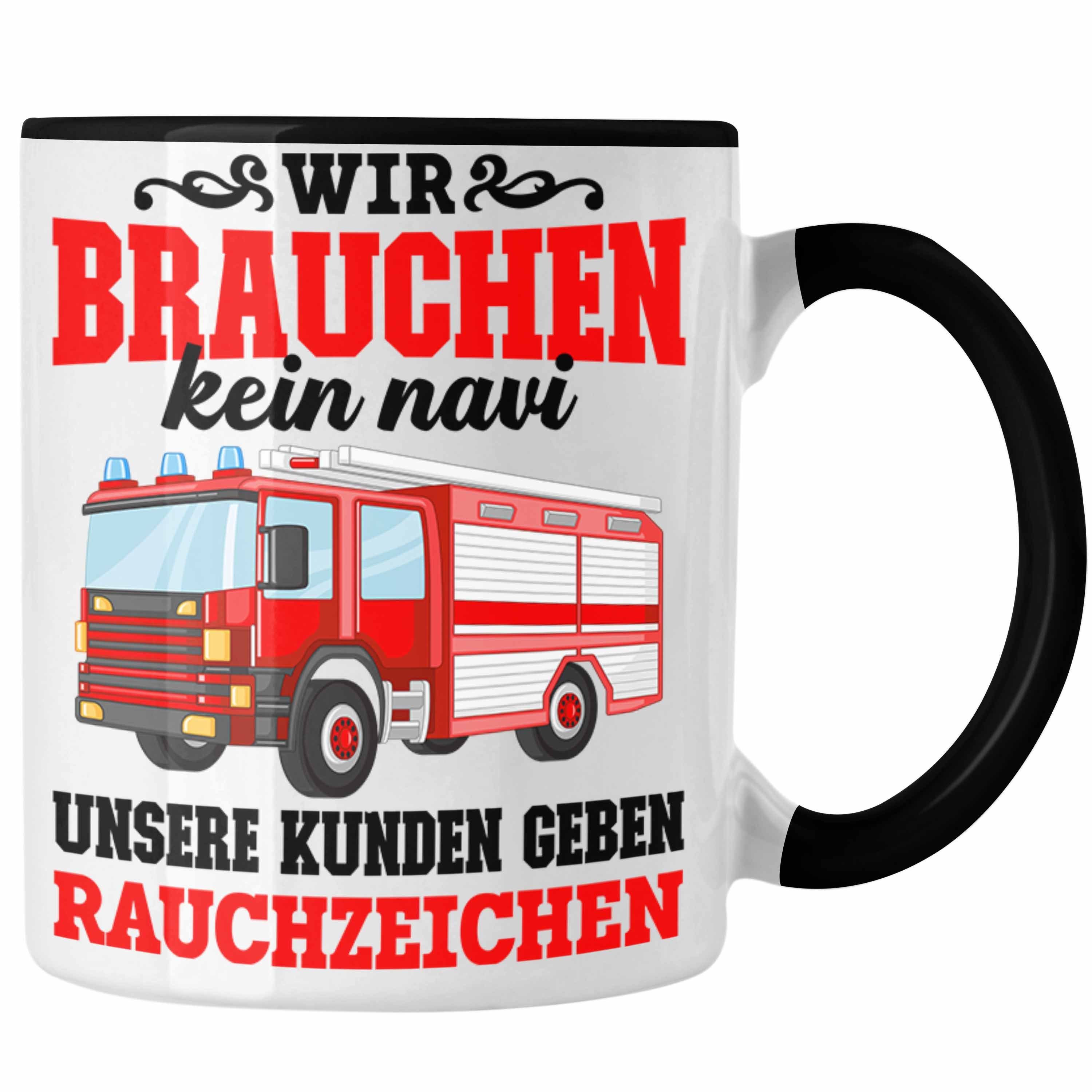 Trendation Tasse Trendation - Feuerwehr Tasse Geschenk Feuerwehrgeschenkartikel Mann Männer Erwachsene Feuerwehrmann Tasse Spruch Schwarz