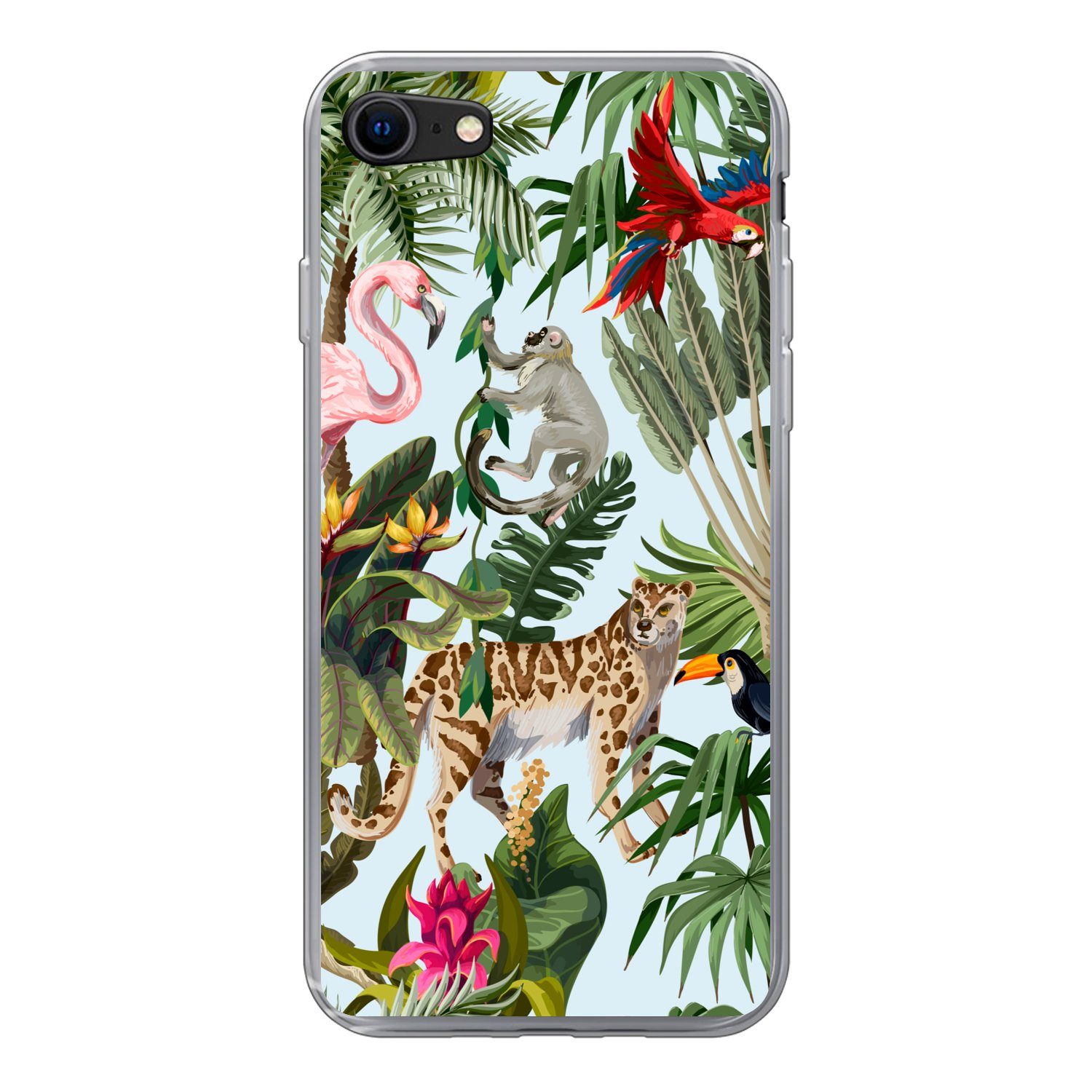 MuchoWow Handyhülle für Apple iPhone 7 Dschungel - Tiere - Mädchen - Kinder - Jungen - Fla, Smartphone-Bumper, Print, Handy Schutzhülle Dünn