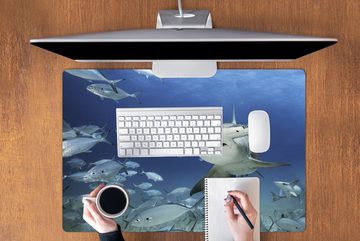 MuchoWow Gaming Mauspad Hammerhai schwimmt zwischen den Fischen (1-St), Büro für Tastatur und Maus, Mousepad Gaming, 90x60 cm, XXL, Großes