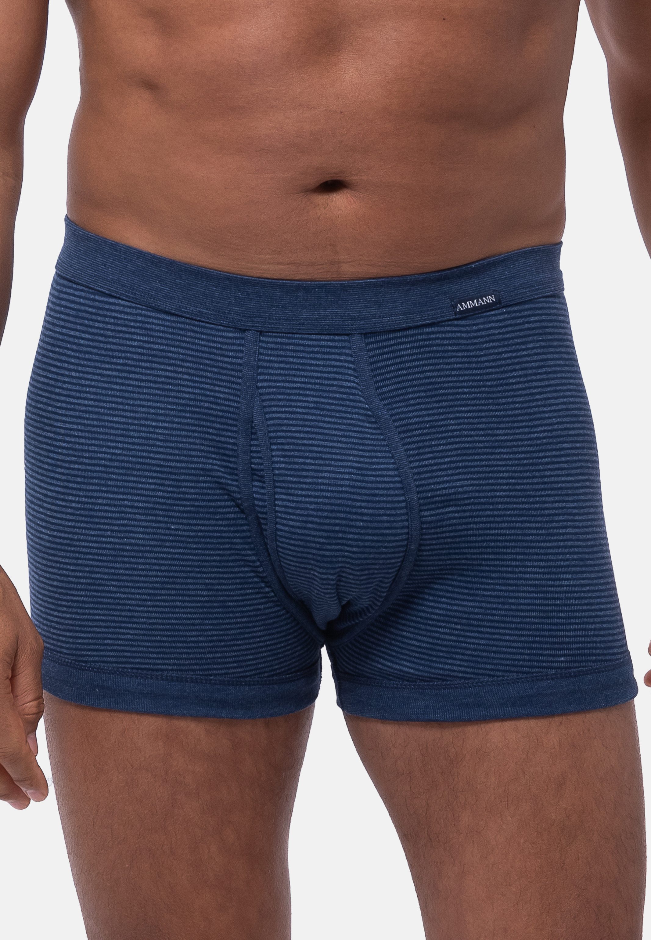 Ammann Retro Boxer 3er Pack Jeans Feinripp (Spar-Set, 3-St) Retro Short / Pant - Baumwolle - mit Eingriff - Atmungsaktiv