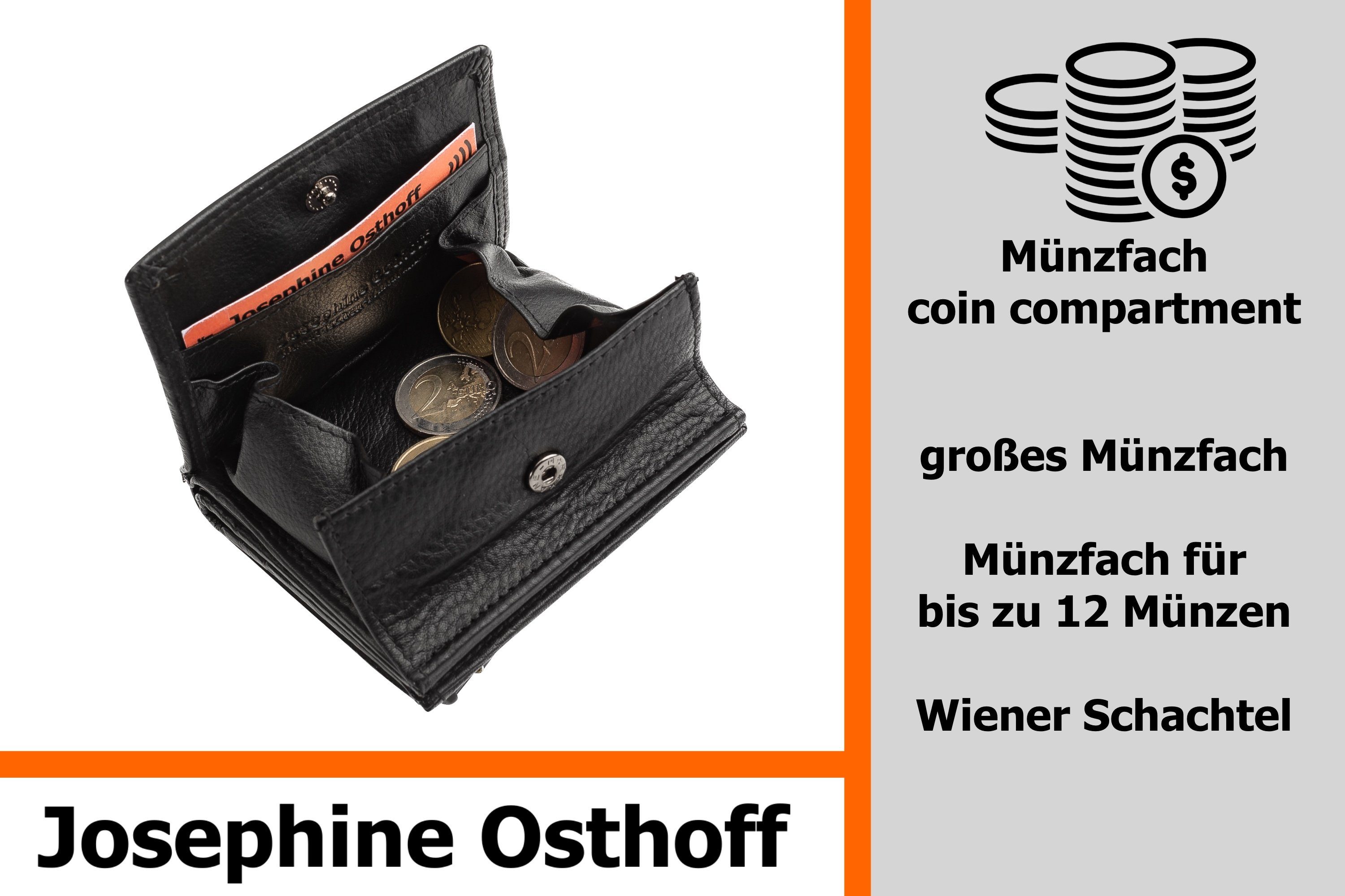 Josephine Osthoff Geldbörse Wiener Schachtel schwarz Geldbörse