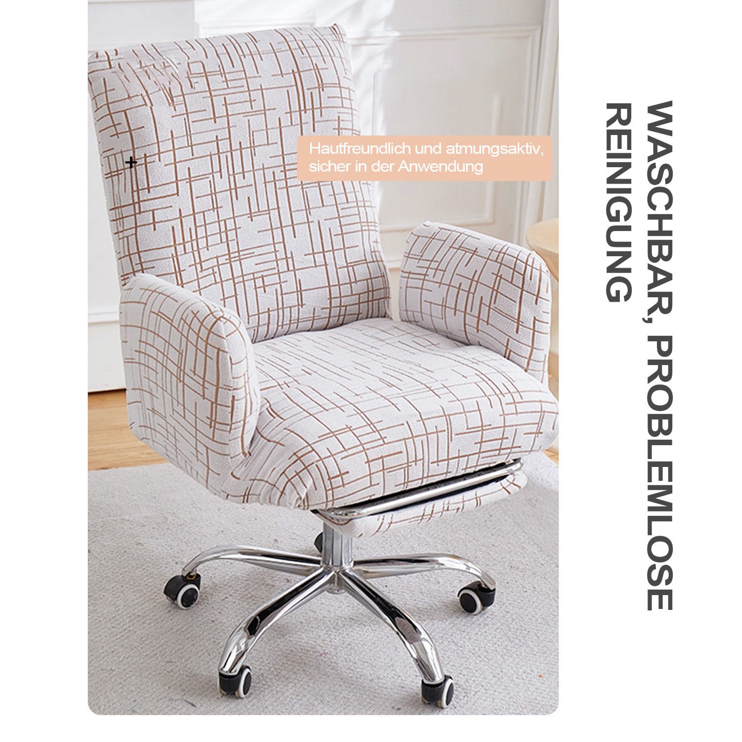 Refttenw Stuhlhusse Bürostuhlbezug,Elastischer Stuhlüberzug,Schutzbezug,mit Fußhockerbezug