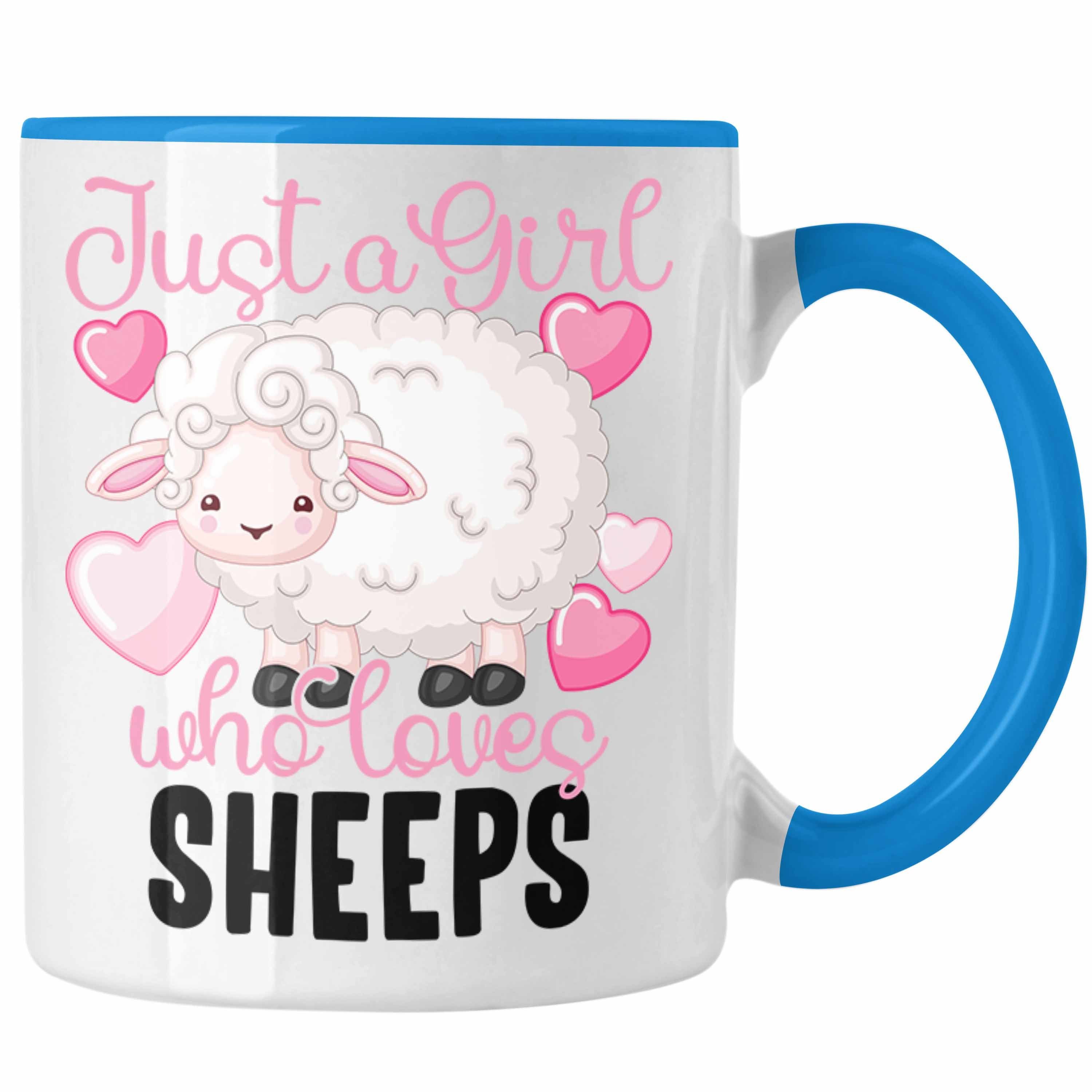 Trendation Tasse Lustige Schaf-Tasse für Schafhirtin Mädchen Blau Geschenk Frauen