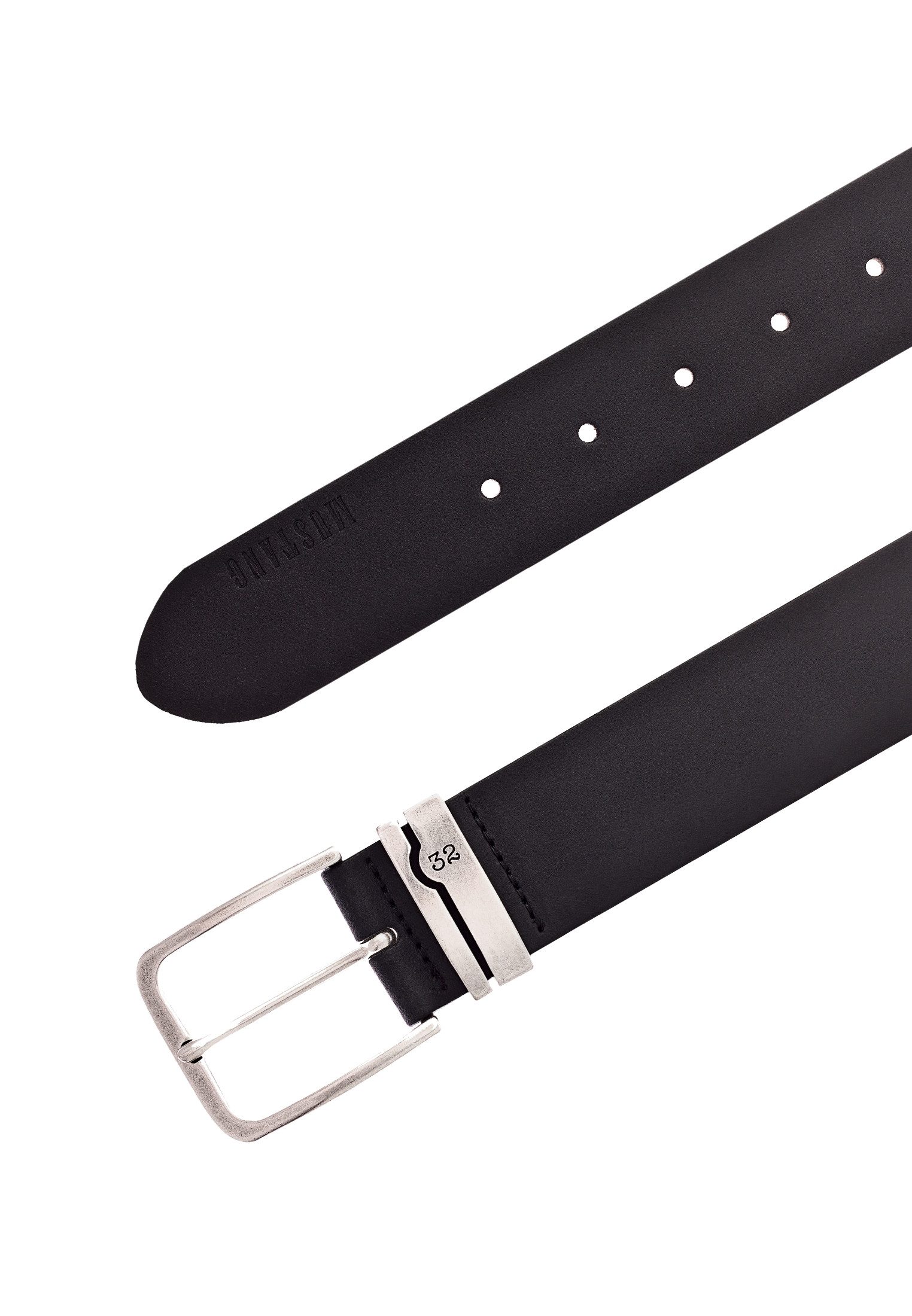 MUSTANG Ledergürtel "Bennett" (1-St) verzierte Metallschlaufe, 4 cm, Logoschriftzug