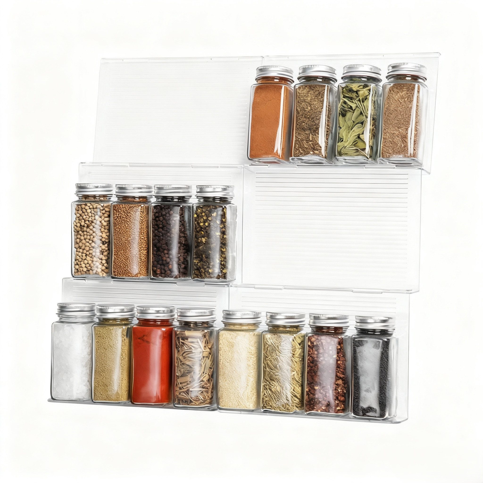 Lifewit Servierständer Justierbare Gewürzschublade Organizer, Expandable Gewürzregal, (6-tlg), Geneigtes