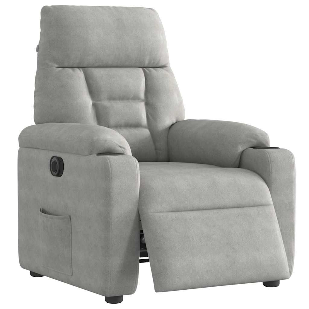 vidaXL Sessel Relaxsessel Elektrisch Hellgrau Mikrofasergewebe günstig online kaufen