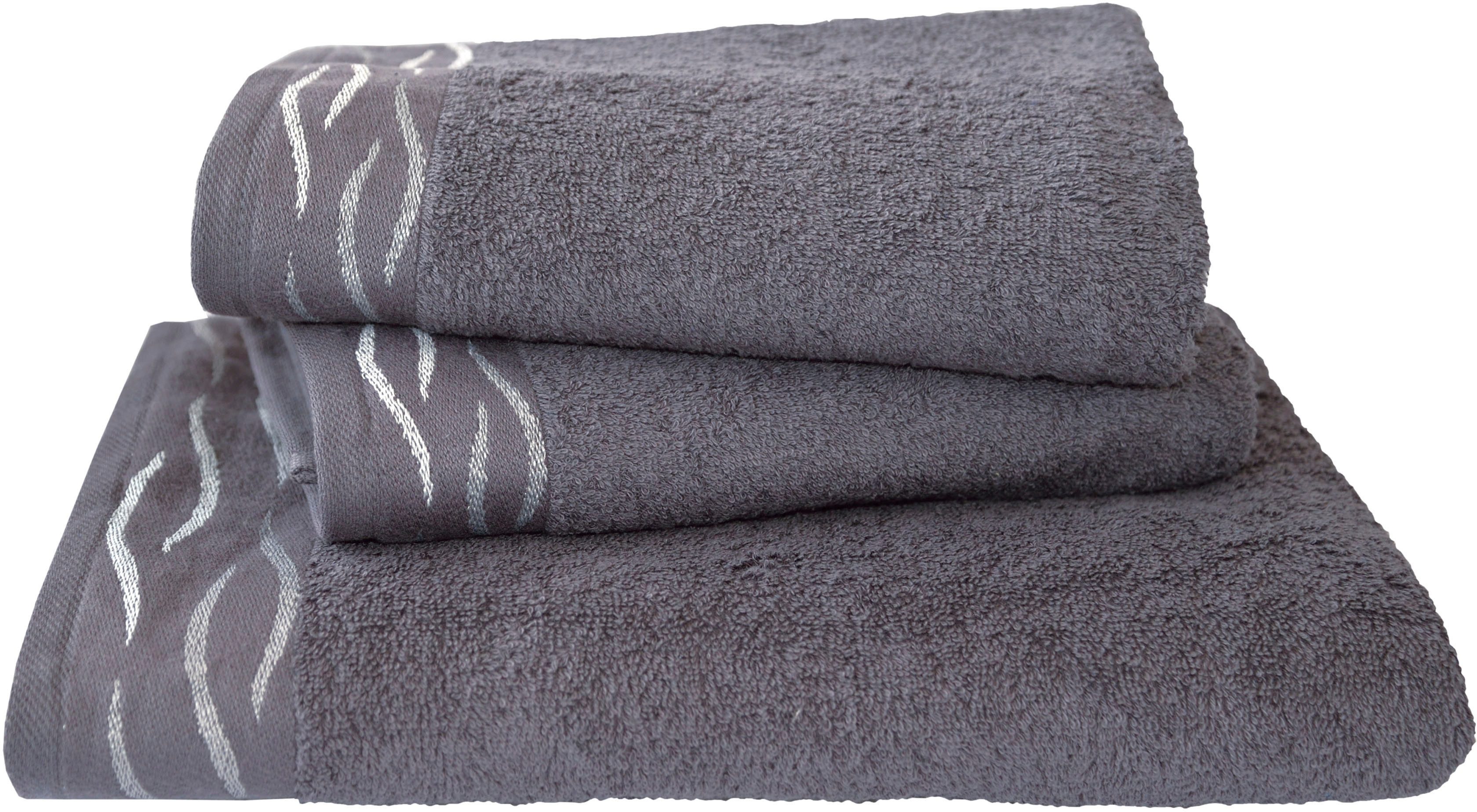 Dyckhoff Handtuch Set »Wave«, Set, 3 tlg., Frottier, mit Jacquard-Bordüre;4 günstig online kaufen