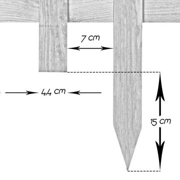 BooGardi Beetumrandung »Steckzaun Holz«, LxH: 59,5x20 cm, Einzelelement, 3 Höhen 2 Längen Beeteinfassung Beet Gartenzaun
