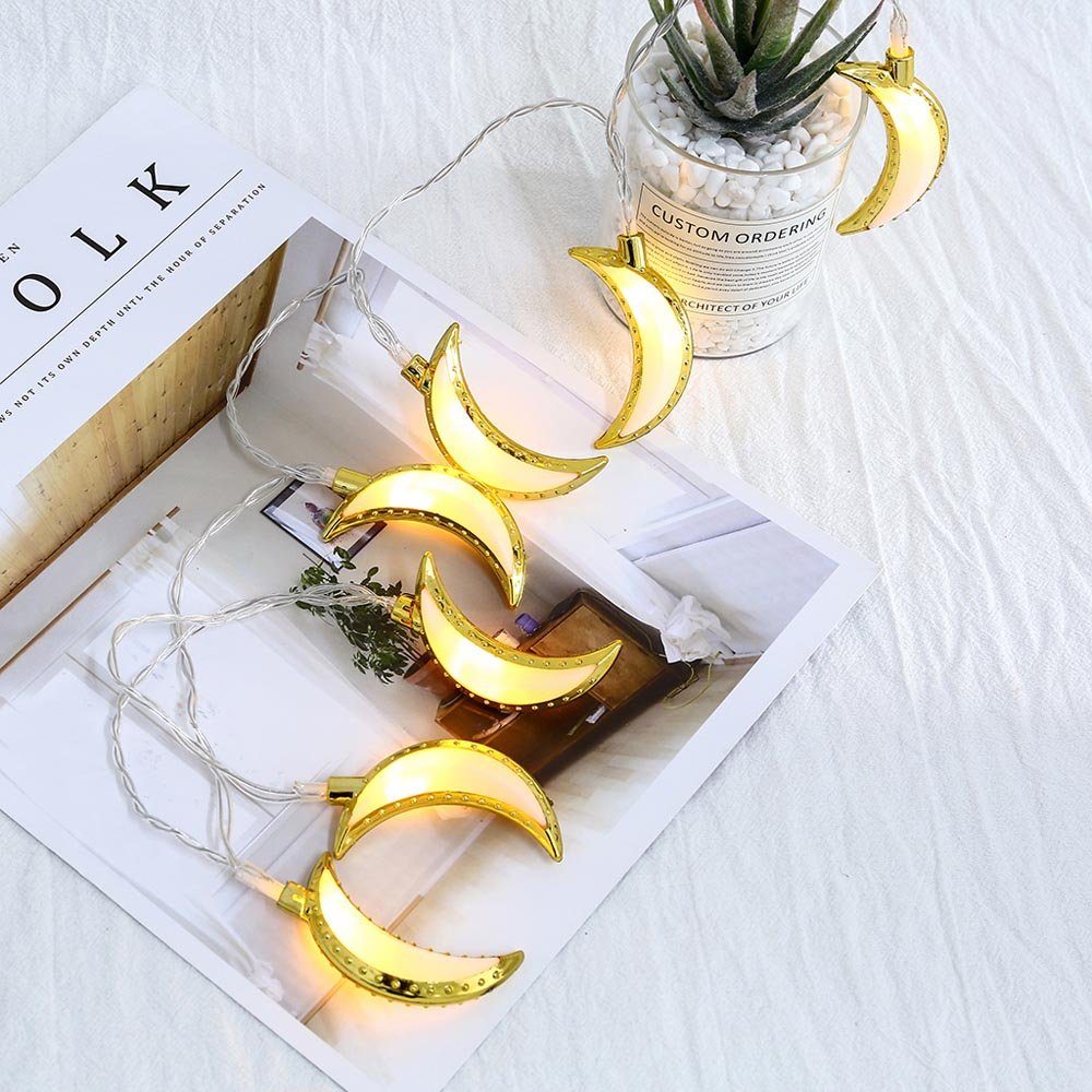 Rosnek LED Dekolicht LED Star Moon String Light, Eid Muslim Islam Festival Party Deko, 10LEDs 1.5m