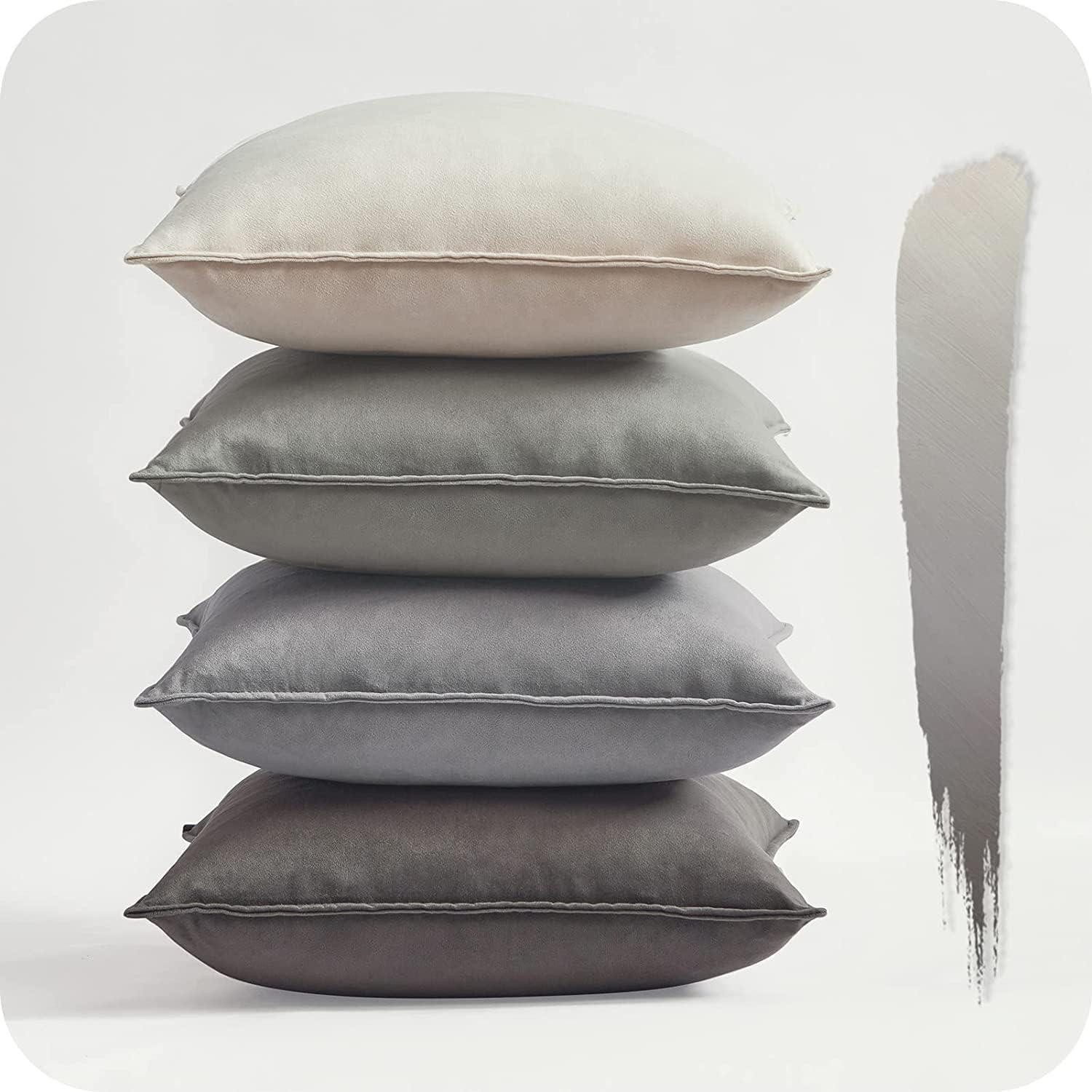 LuxusKollektion Dekokissen Kissenbezug 45x45 Samt Farbverlauf 46 x 46 cm 4 Stück Grau serie