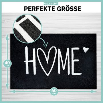 Fußmatte Home Motiv I Modernes Design I rutschfest, pflegeleicht, waschbar, WELLMODA, rechteckig, Höhe: 6 mm