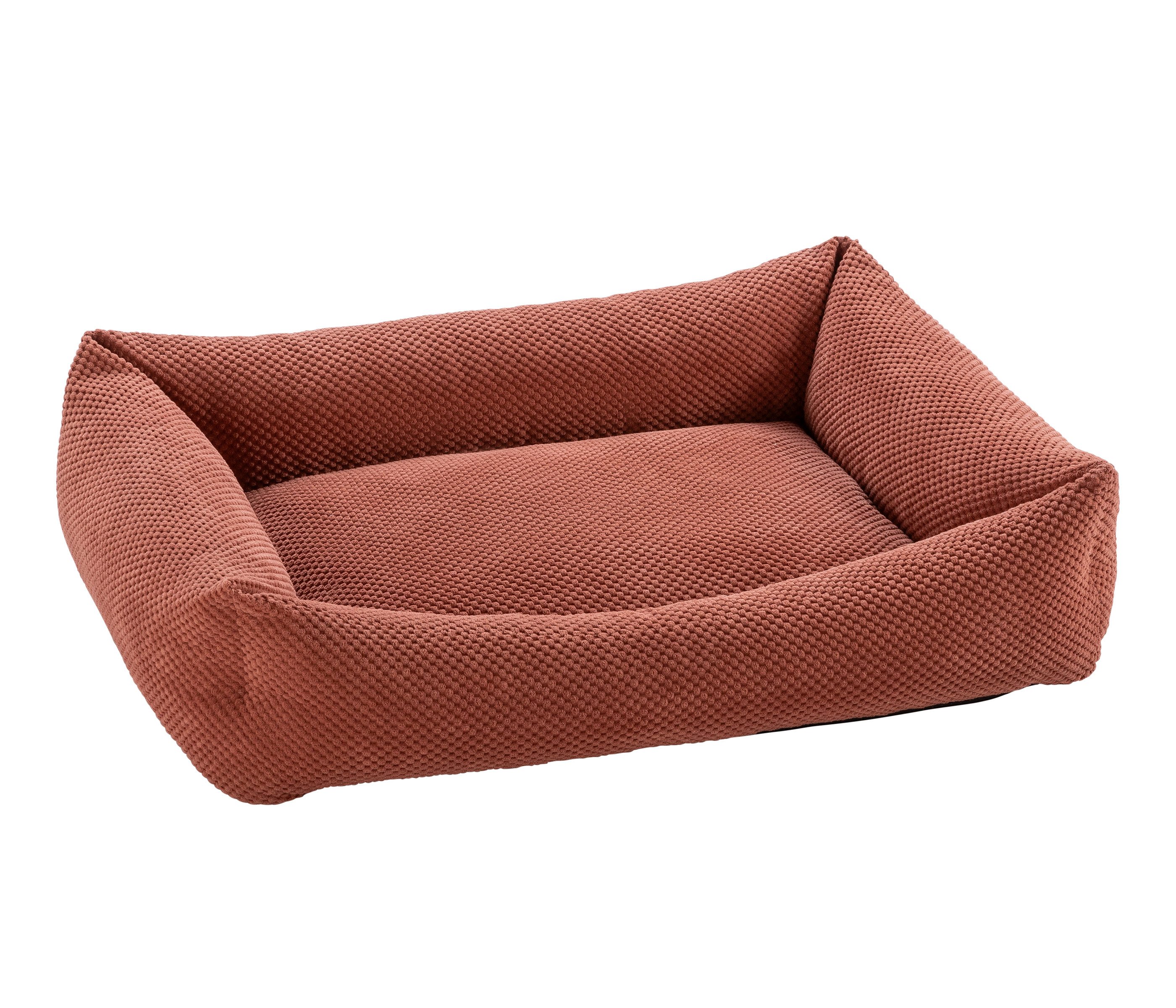Dehner Tierbett Premium Hundebett Onega, rechteckig, 80 x 25 x 60 cm, rot, pflegeleichtes und waschbares Hundekissen, Tiergröße M