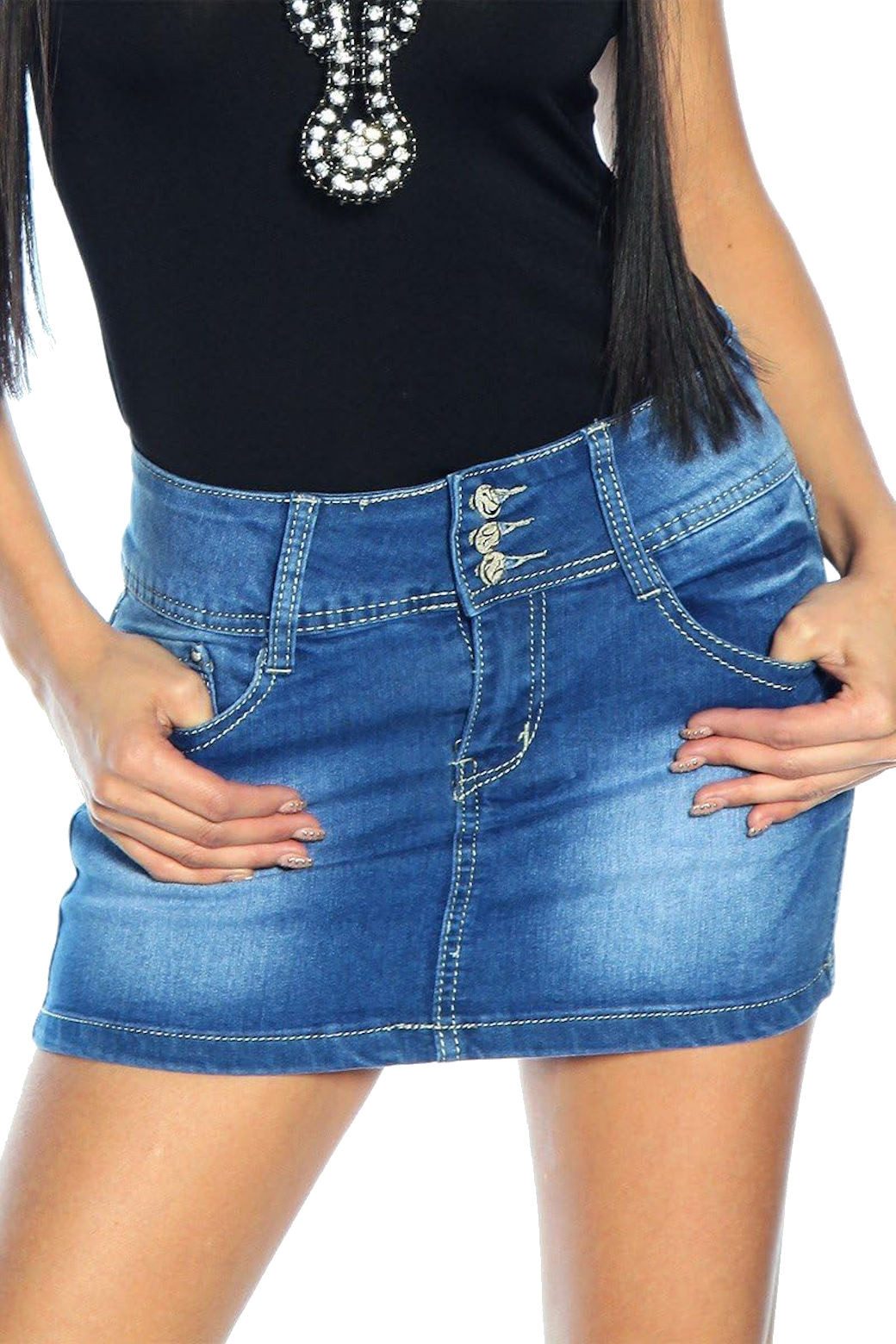 Atixo Jeansrock Jeans-Minirock Jeansrock in 5-Pocket günstig online kaufen