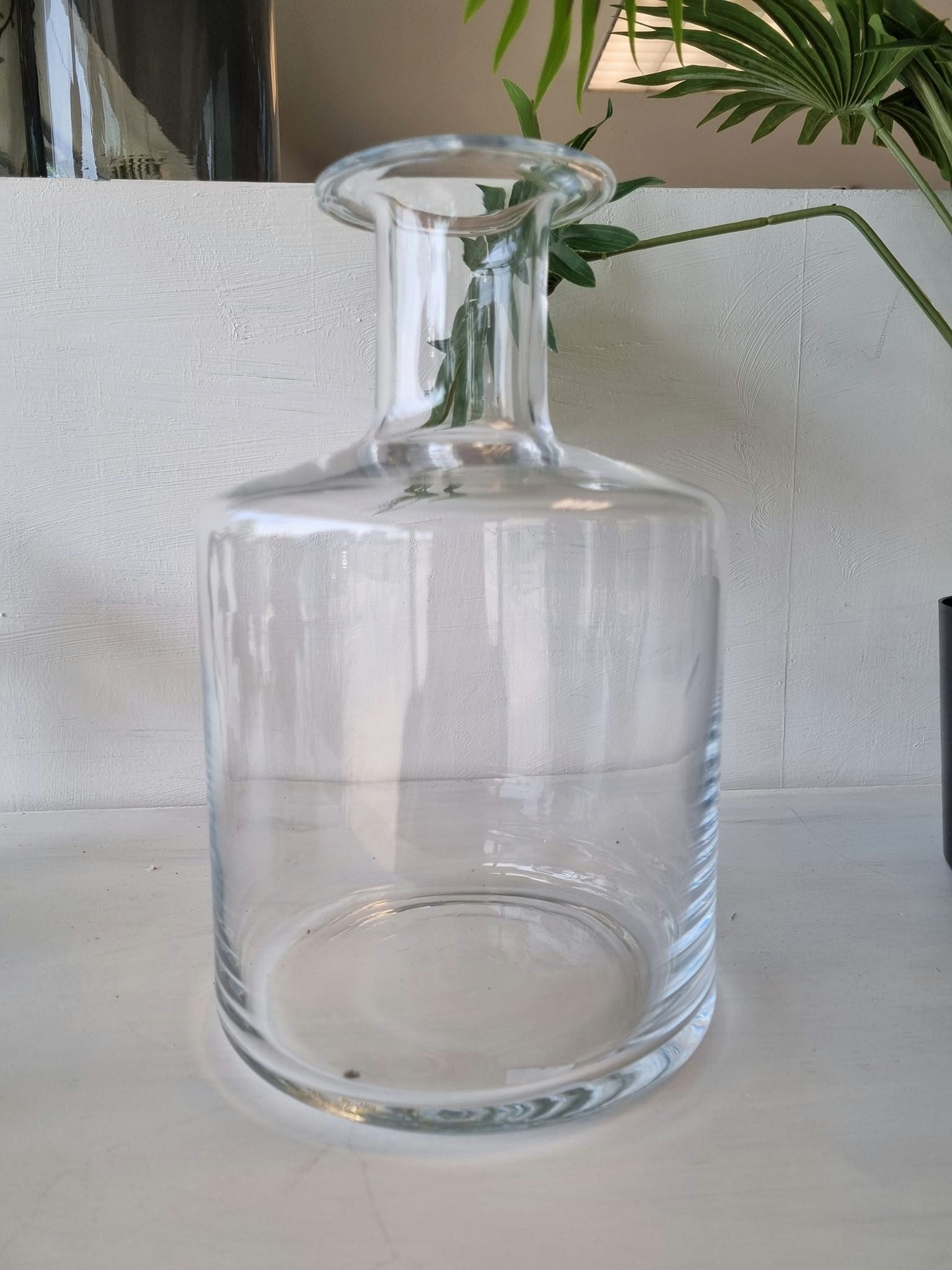 Tischvase Flaschen Vase Bottle Vase klar Glas H28 B16 cm