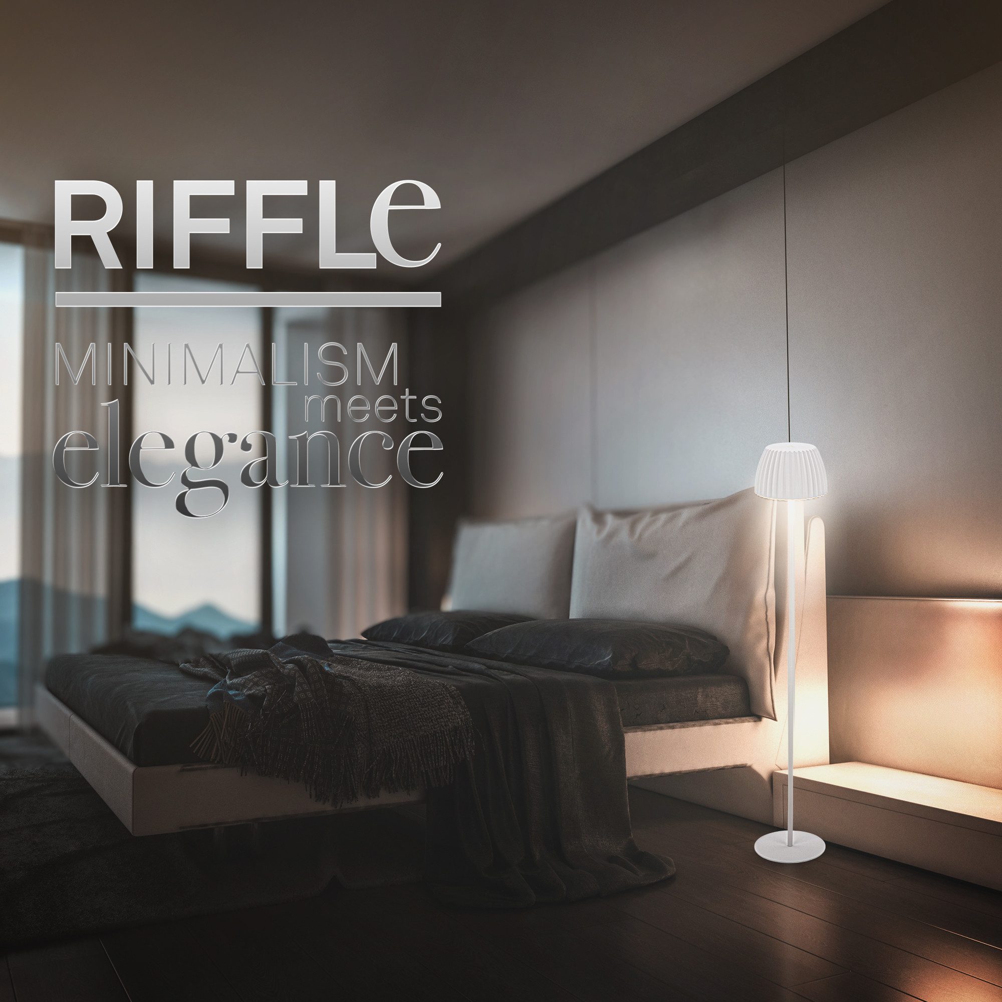 Briloner Leuchten LED Stehlampe Riffle Stehleuchte kabellos Akku dimmbar Design Award USB-C, LED fest integriert, 2700K - Extra-Warmweiß